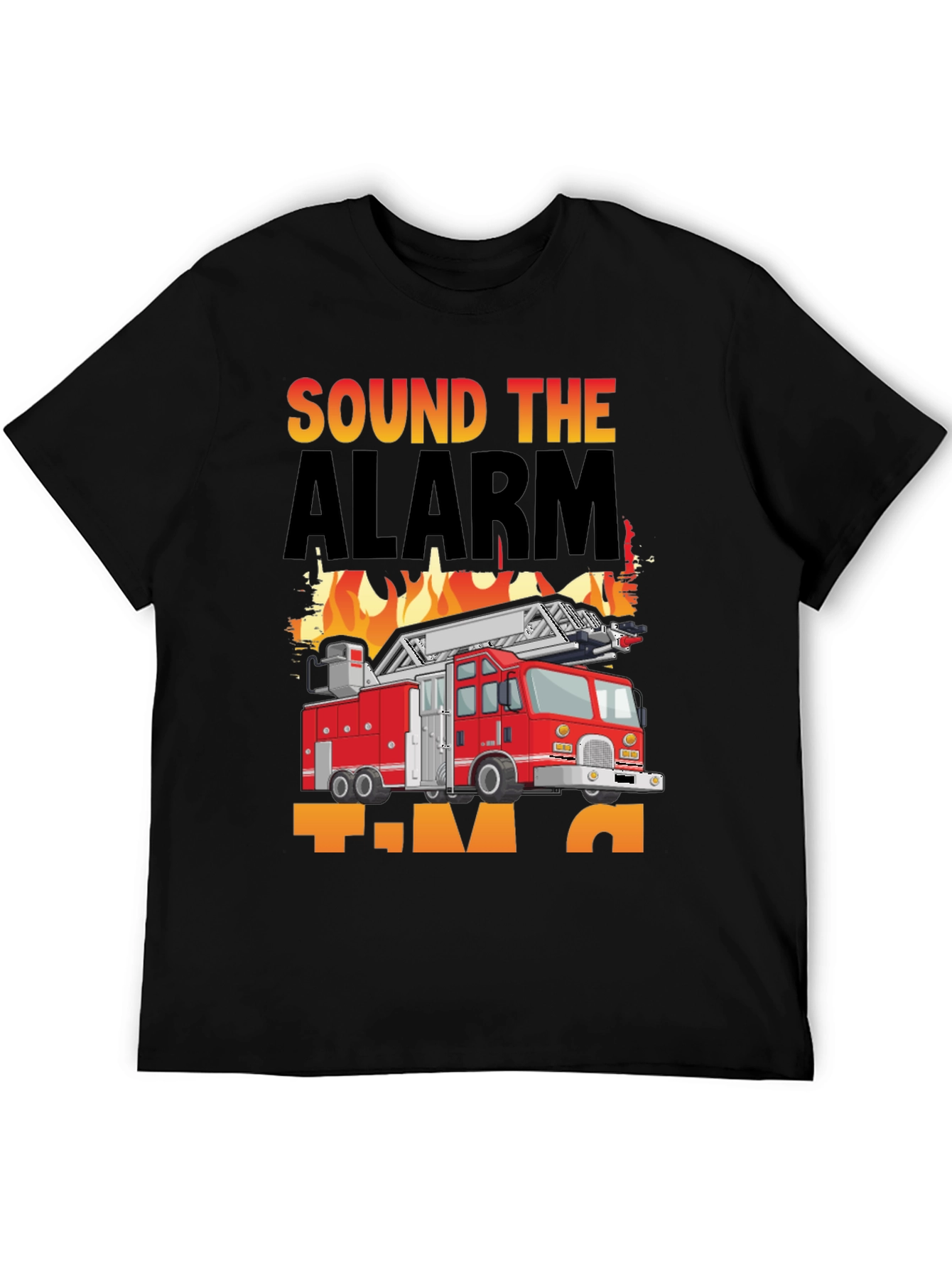 Black Sound the Alarm Fire Truck T-Shirt view 5