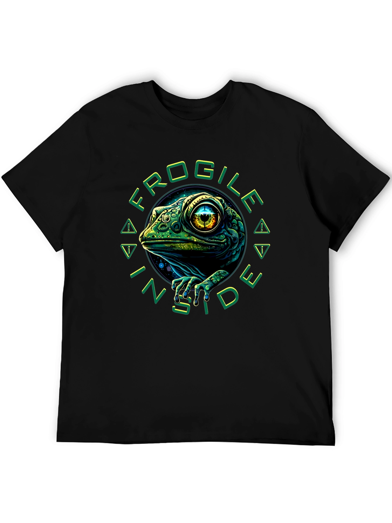 Black FROGile Inside T-Shirt - Unique Graphic Tee view 5