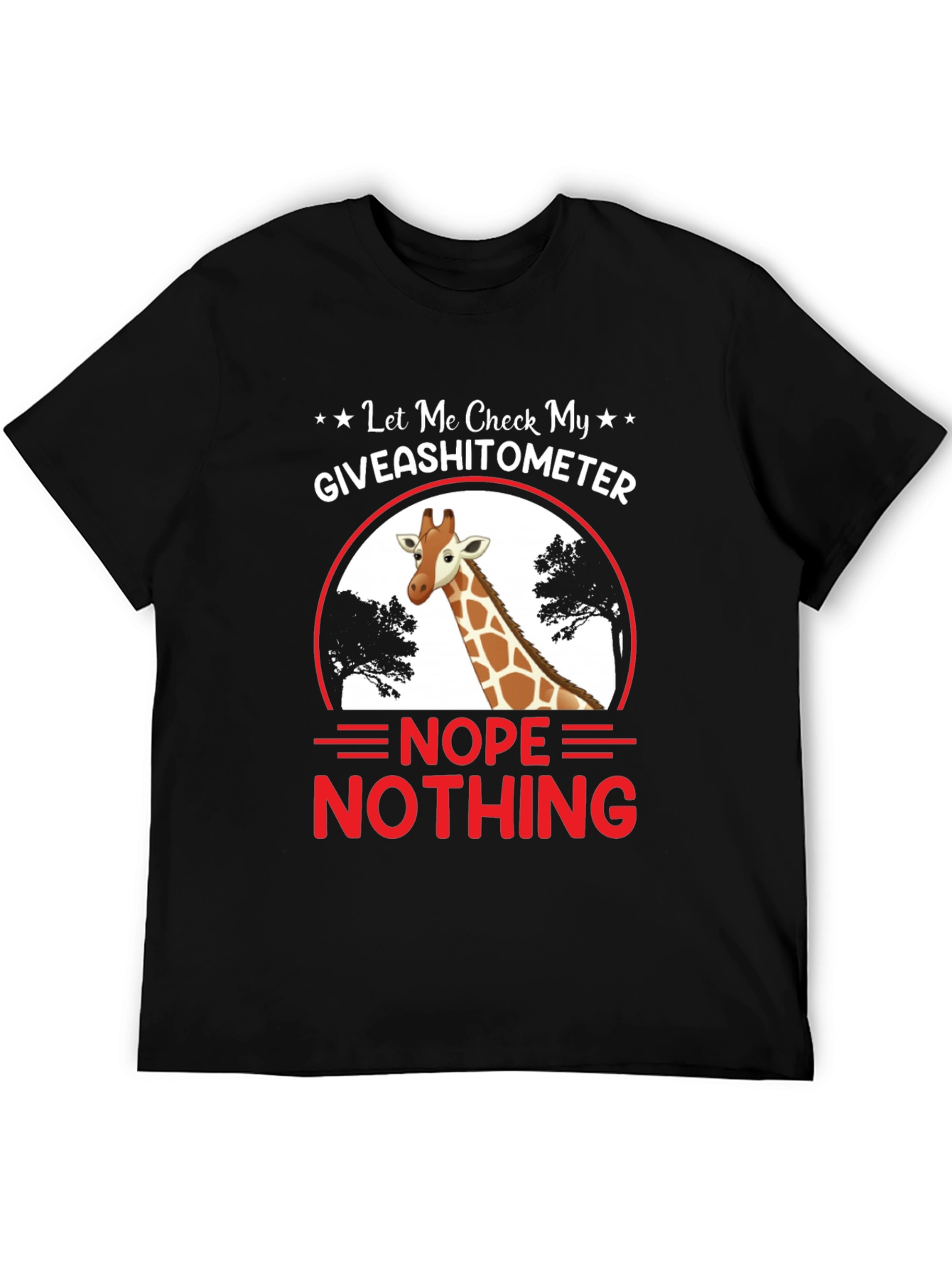 Black Funny Giraffe Graphic Tee - "Giveashitometer" view 5