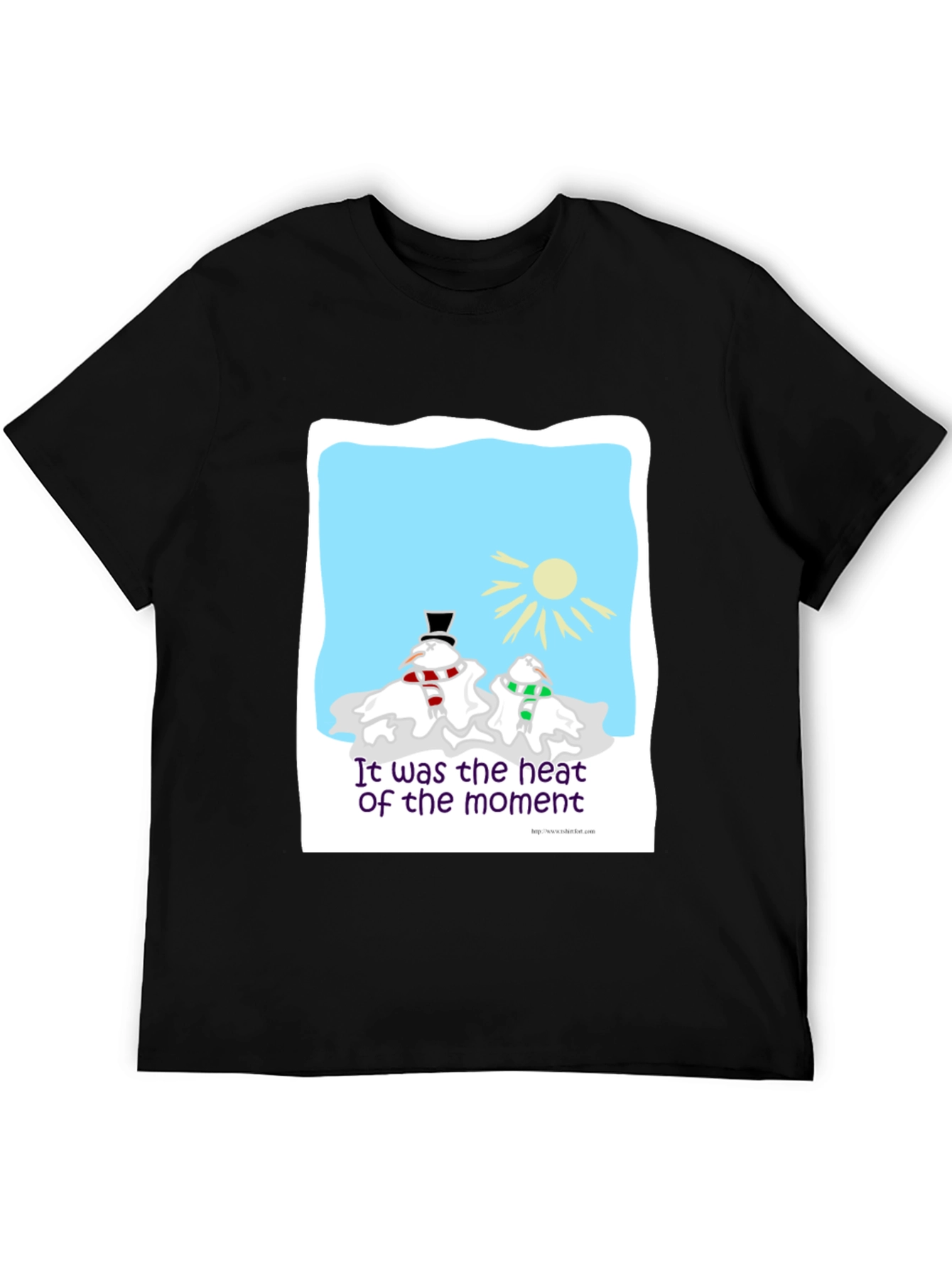 Black Humorous Melting Snowman T-Shirt view 5