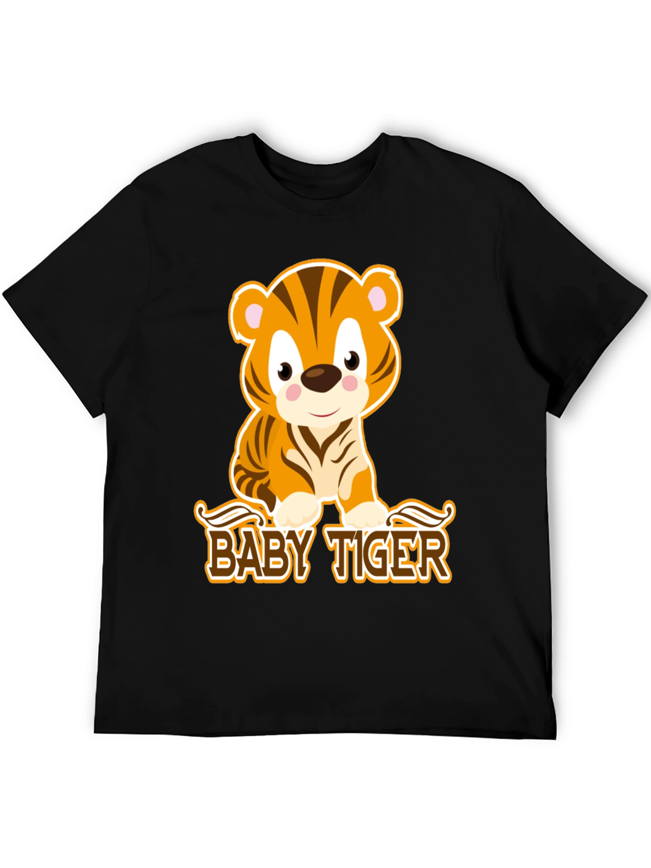 Black Cute Baby Tiger Graphic Tee - Black view 5