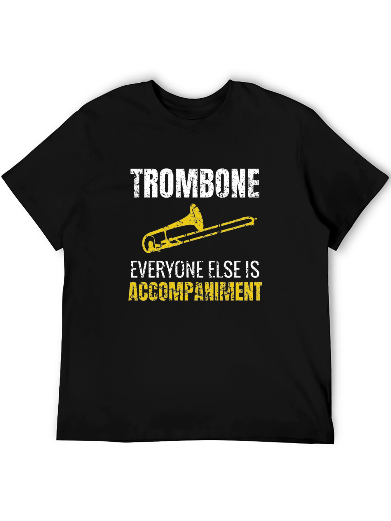 Black Trombone Player T-Shirt - Funny Accompaniment Design view 5
