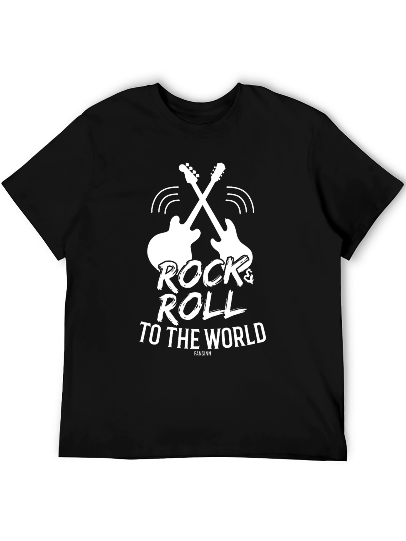 Black Rock and Roll Guitar Graphic T-Shirt view 5