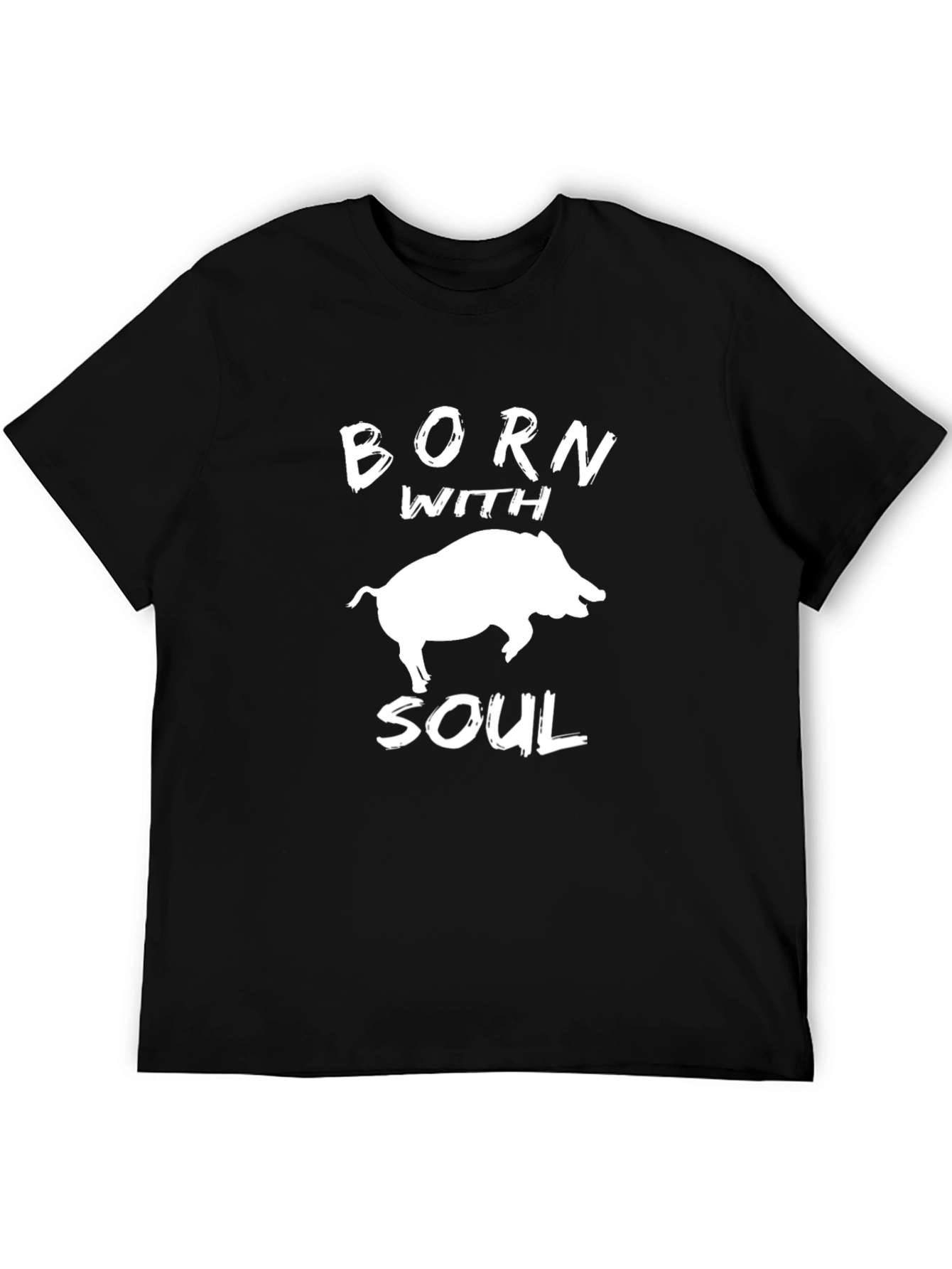Black Born With Soul Hog T-Shirt view 5