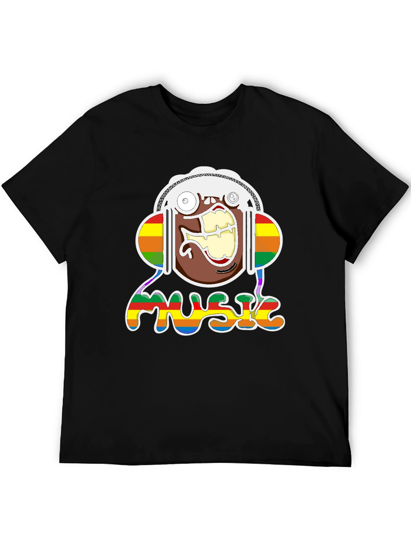 Black Music Lover T-Shirt - Rainbow Design view 5