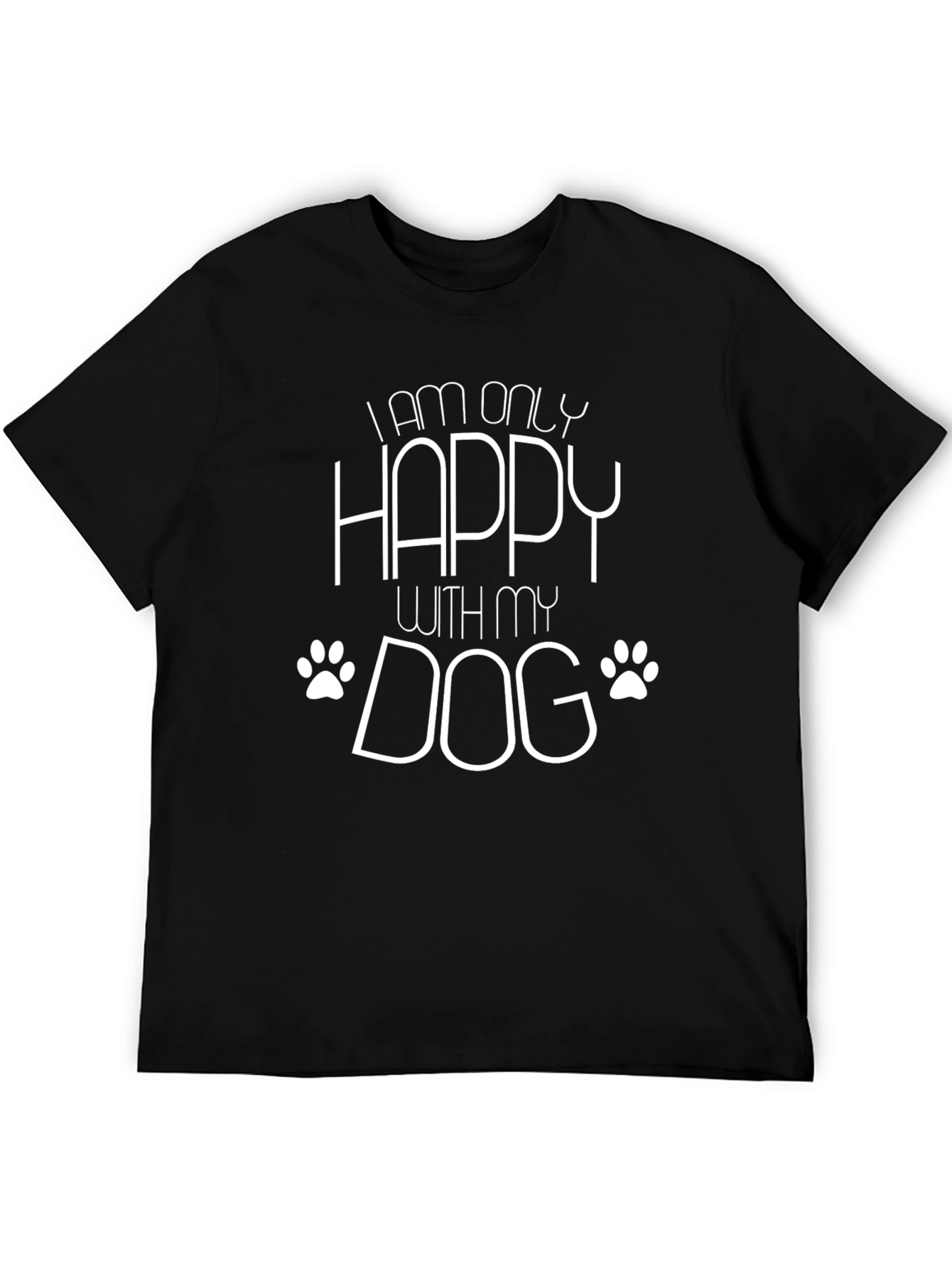 Black Dog Lover Tee: "Happy With My Dog" Black T-Shirt view 5