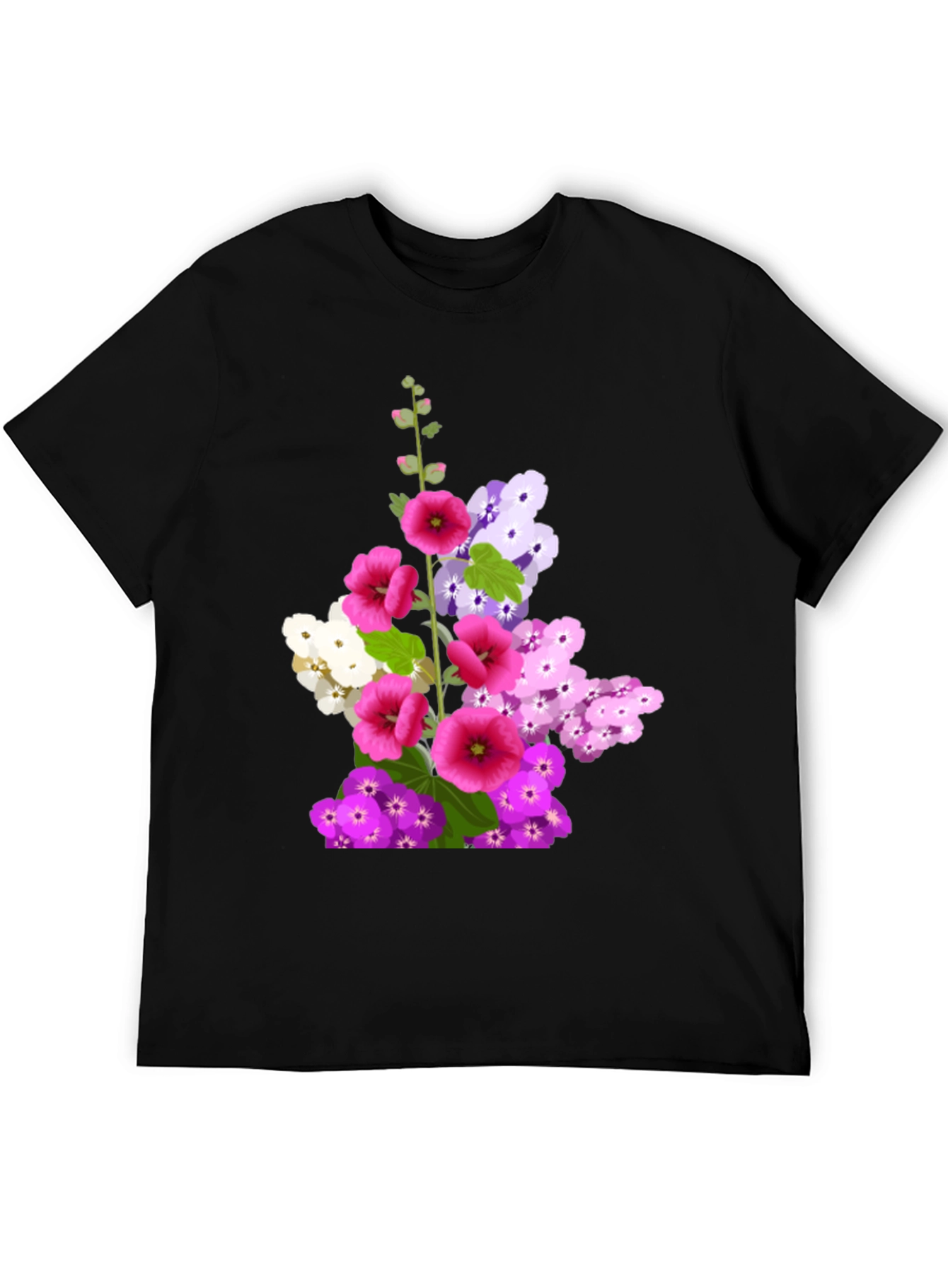 Black Floral Graphic Tee - Black Cotton T-Shirt view 5