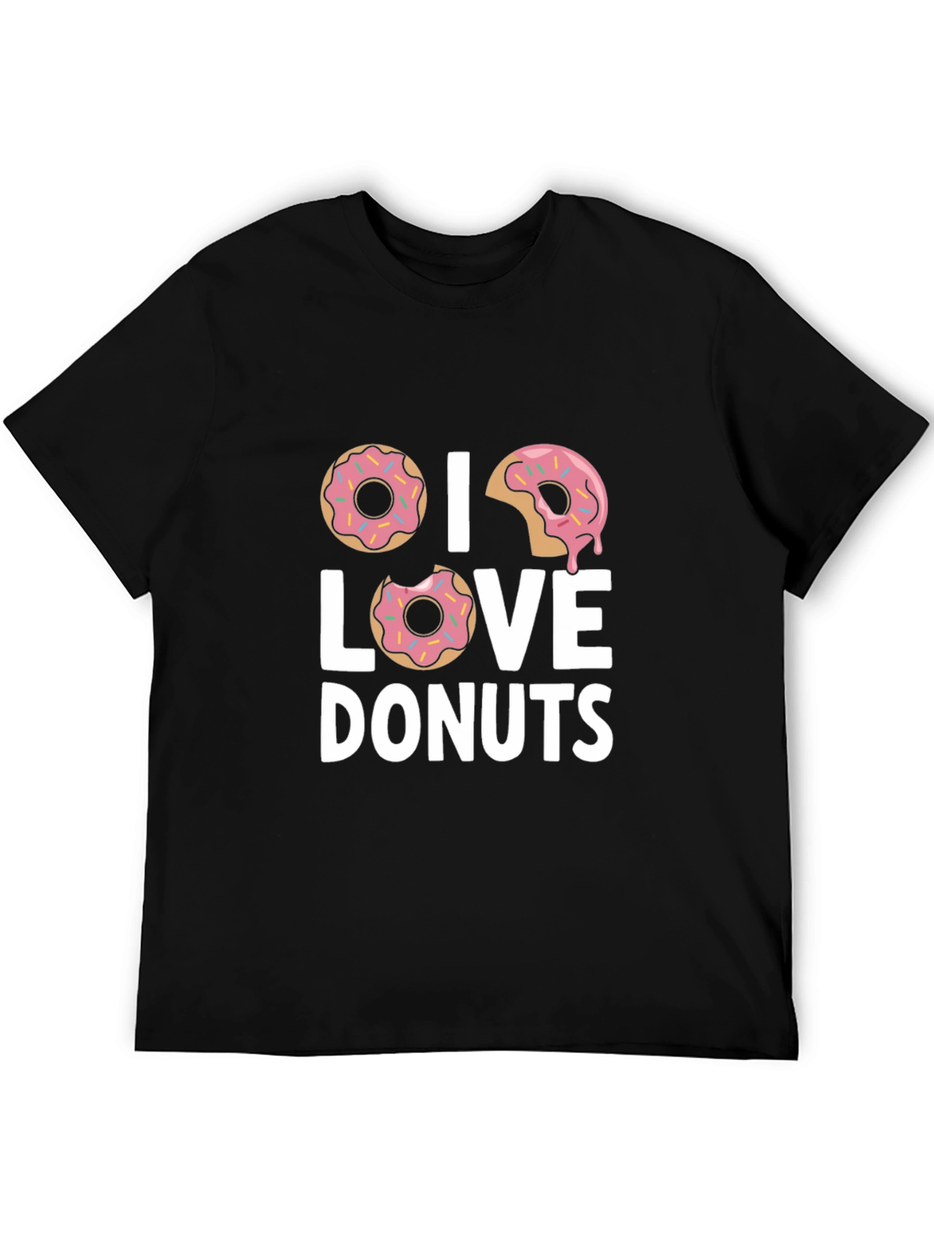 Black I Love Donuts Graphic T-Shirt - Black Cotton Tee view 5