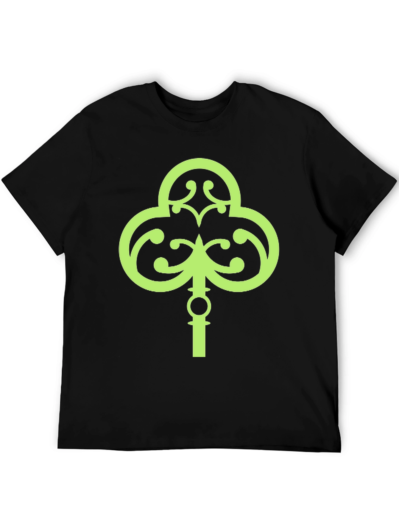Black Lucky Green Shamrock Key T-Shirt view 5