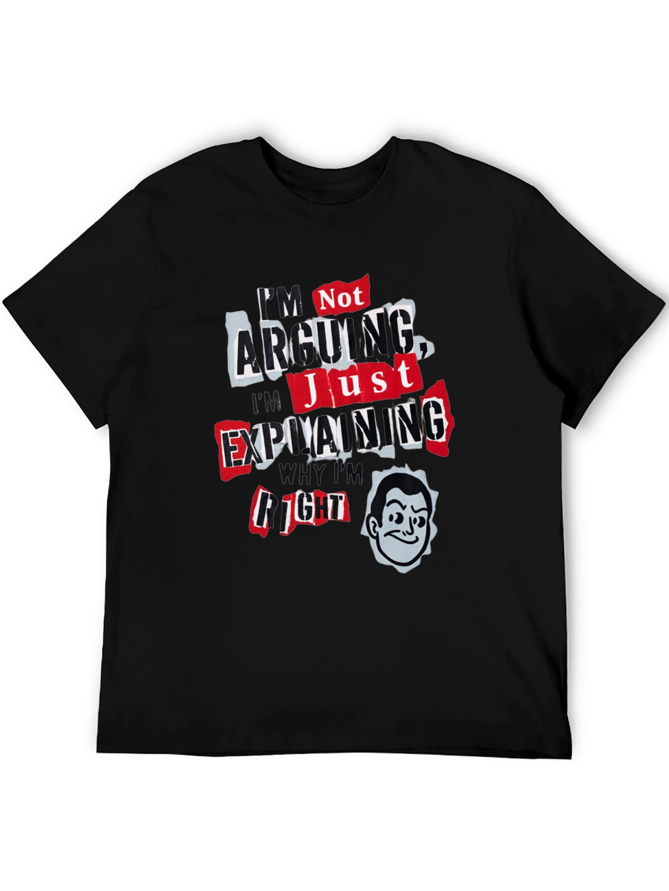 Black Funny Arguing vs Explaining Men's Black T-Shirt view 5