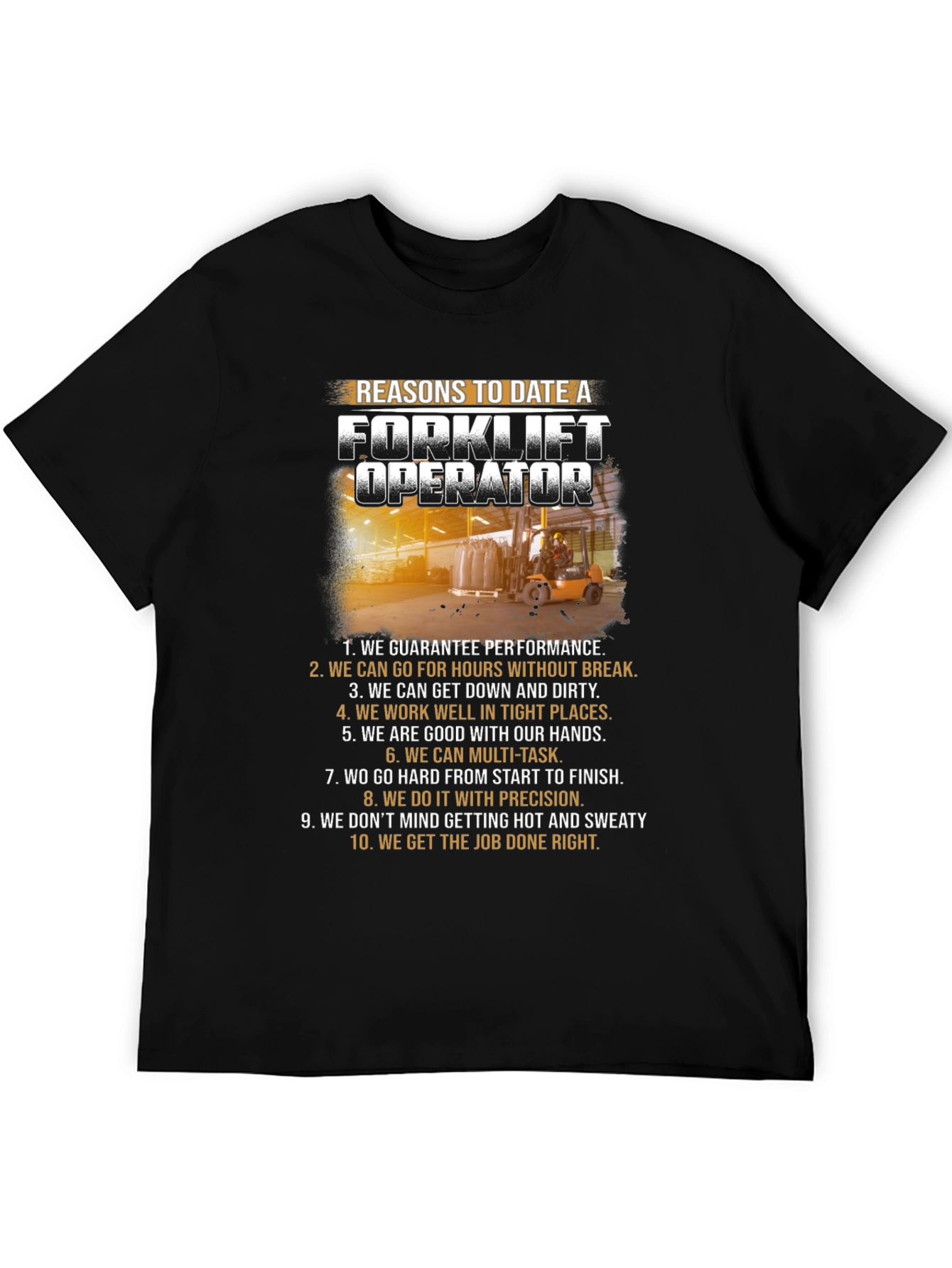 Black Reasons to Date a Forklift Operator T-Shirt view 5