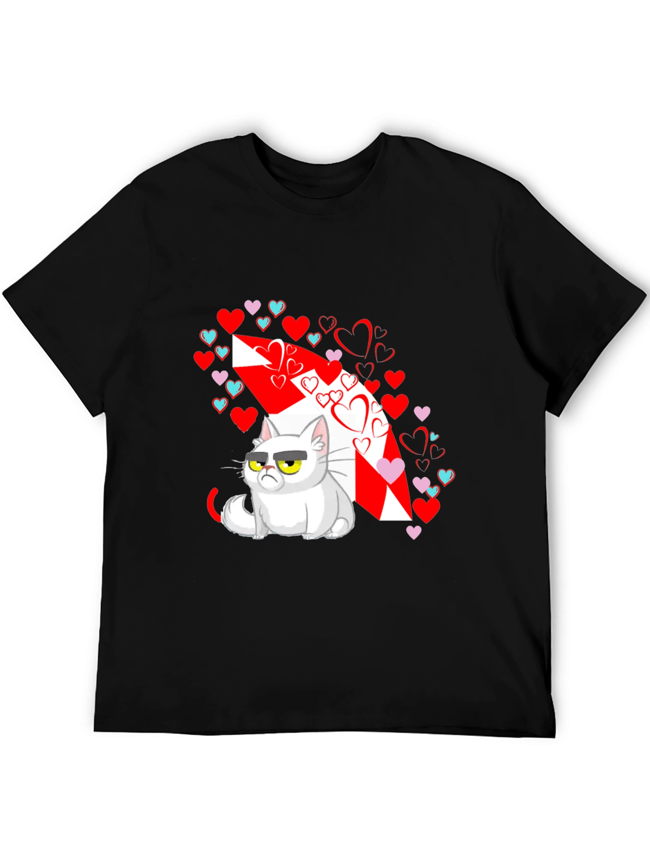 Black Grumpy Cat Valentines T-Shirt view 5