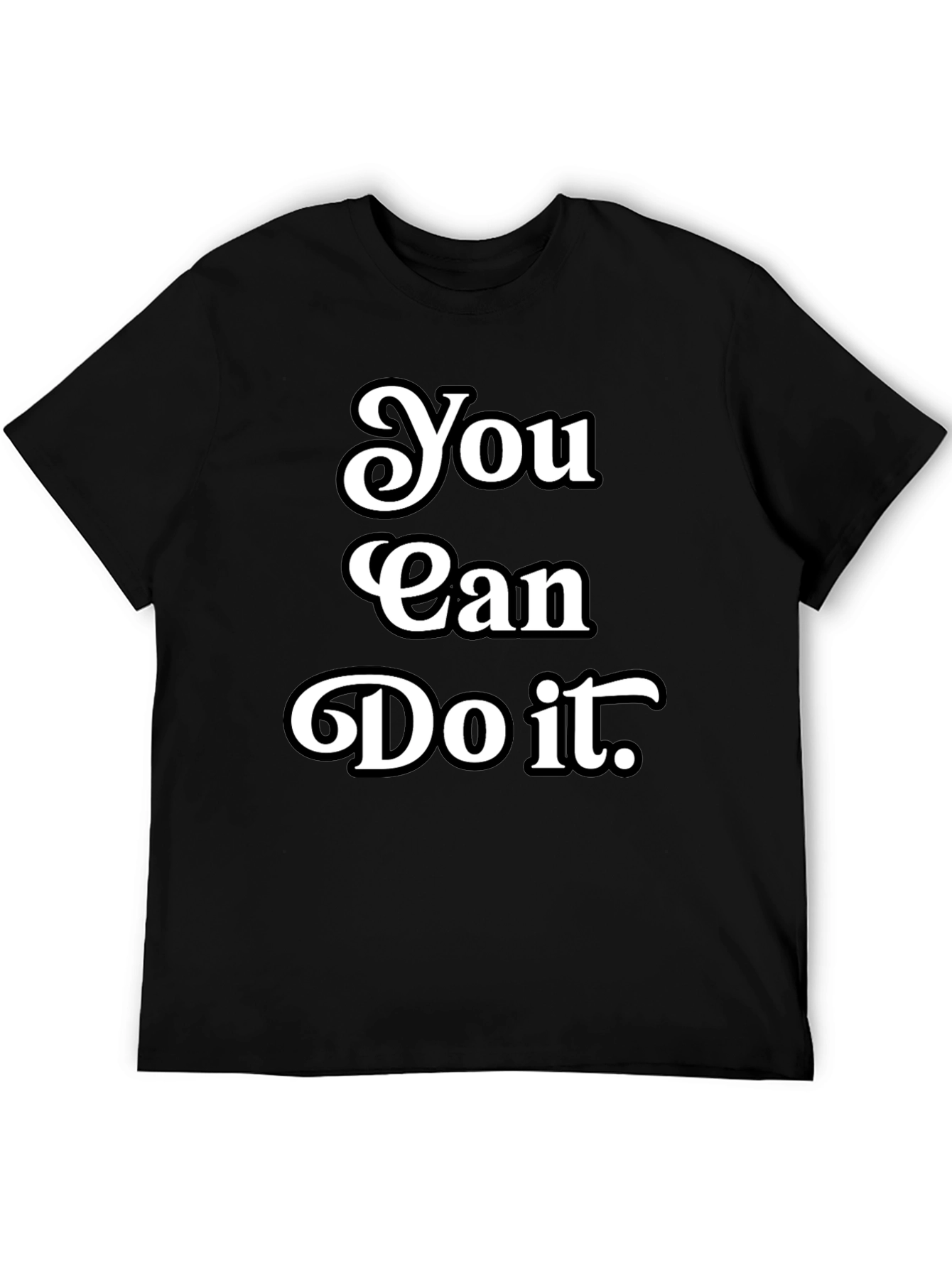 Black Motivational 'You Can Do It' Black T-Shirt view 5