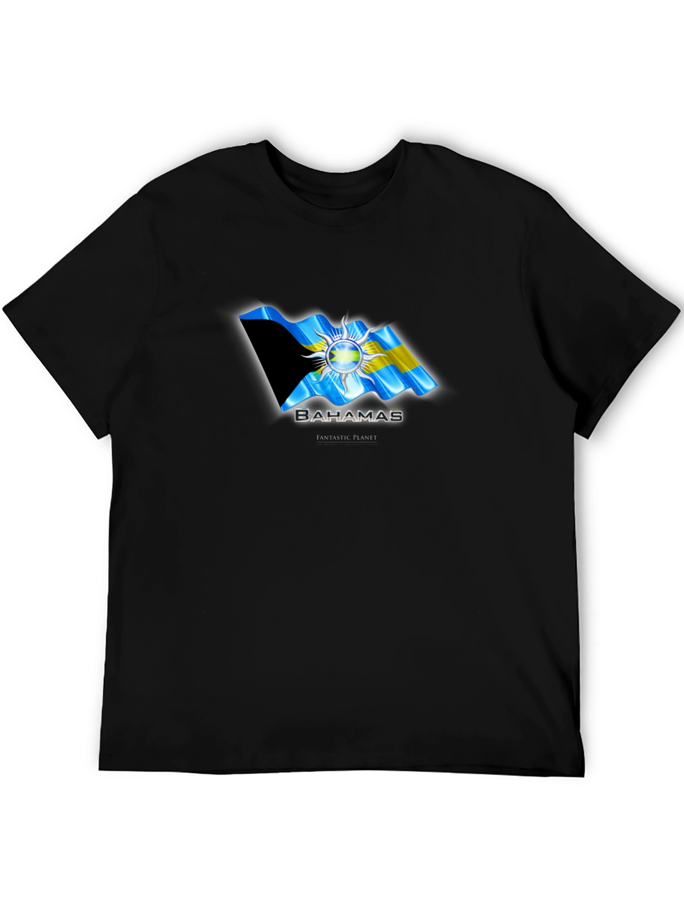 Black Bahamas Flag Graphic T-Shirt | Stylish Island Pride view 5