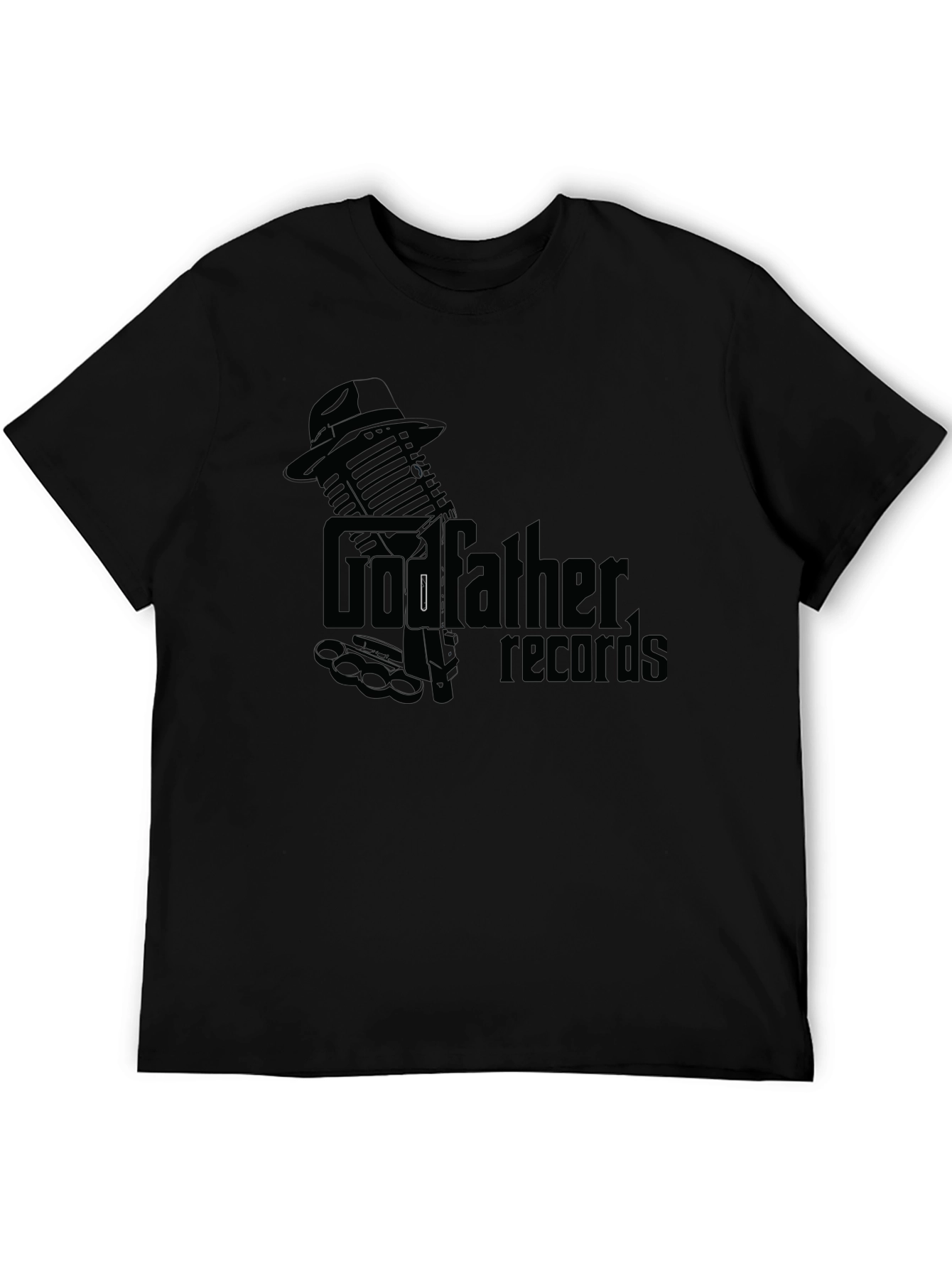 Black Godfather Records Graphic Tee - Vintage Microphone Design view 5
