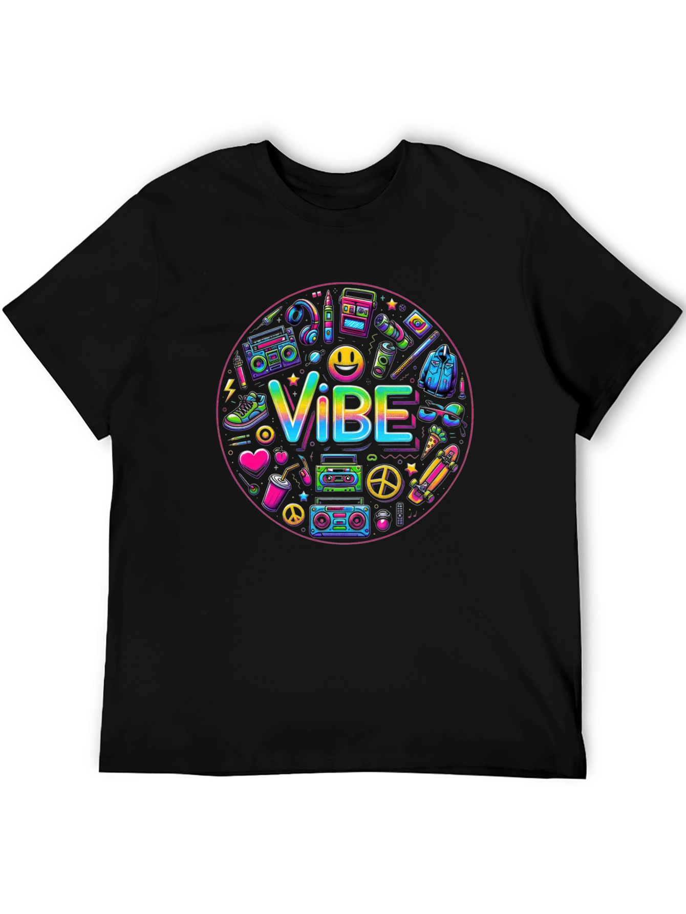 Black Retro Vibe Graphic T-Shirt - Black view 5