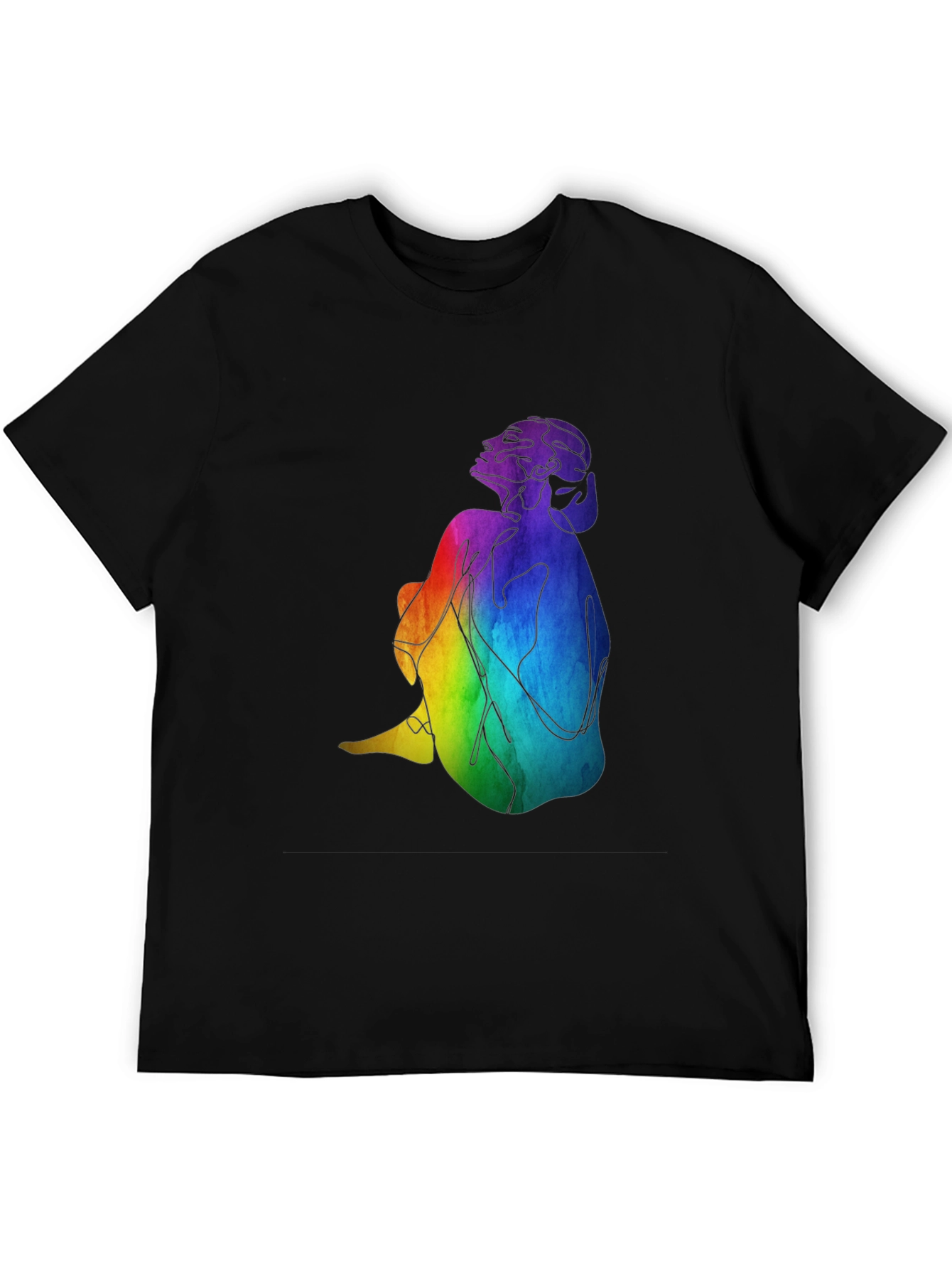 Black Rainbow Woman Graphic Black T-Shirt view 5