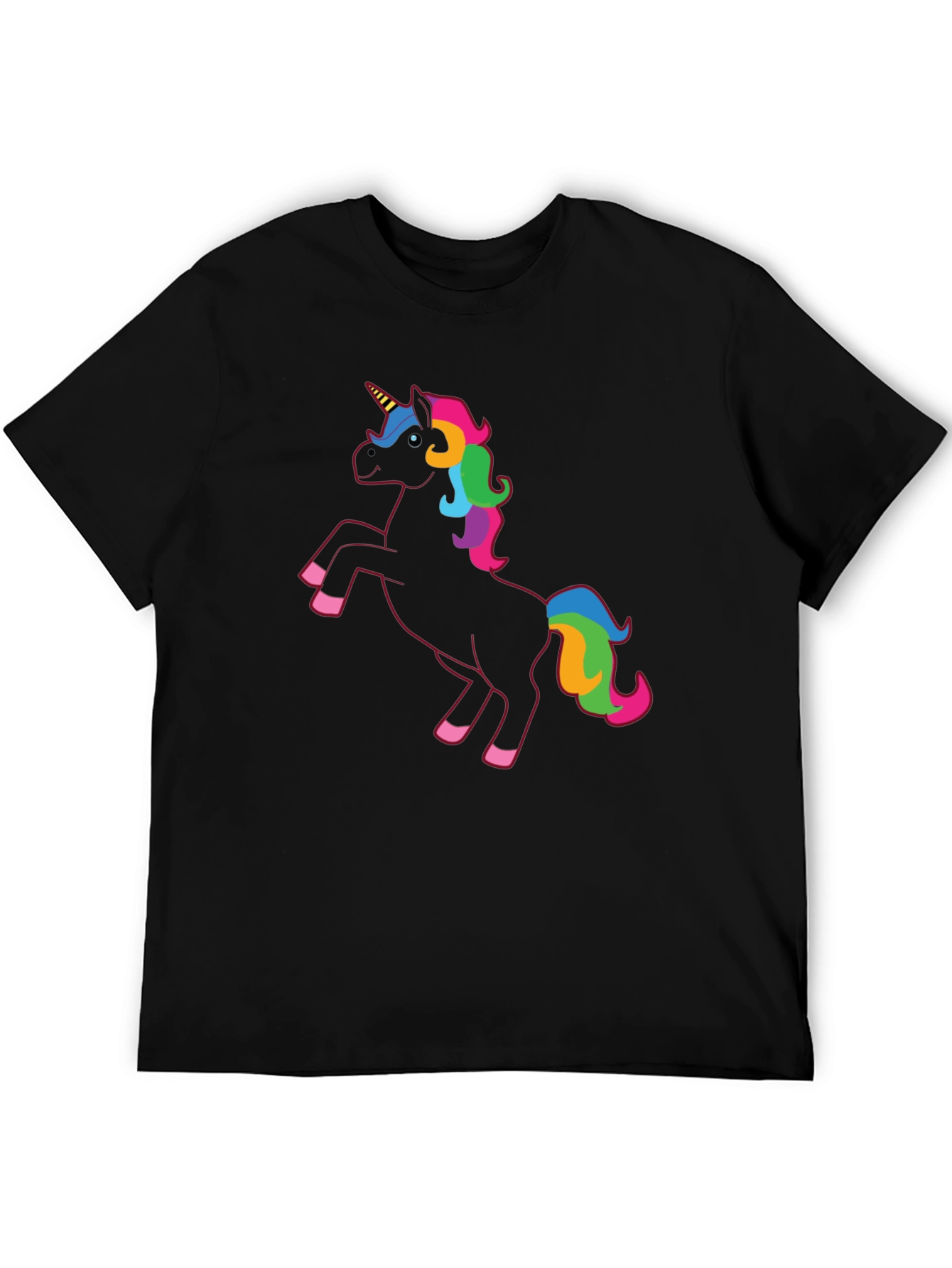 Black Black Unicorn Rainbow Mane T-Shirt view 5