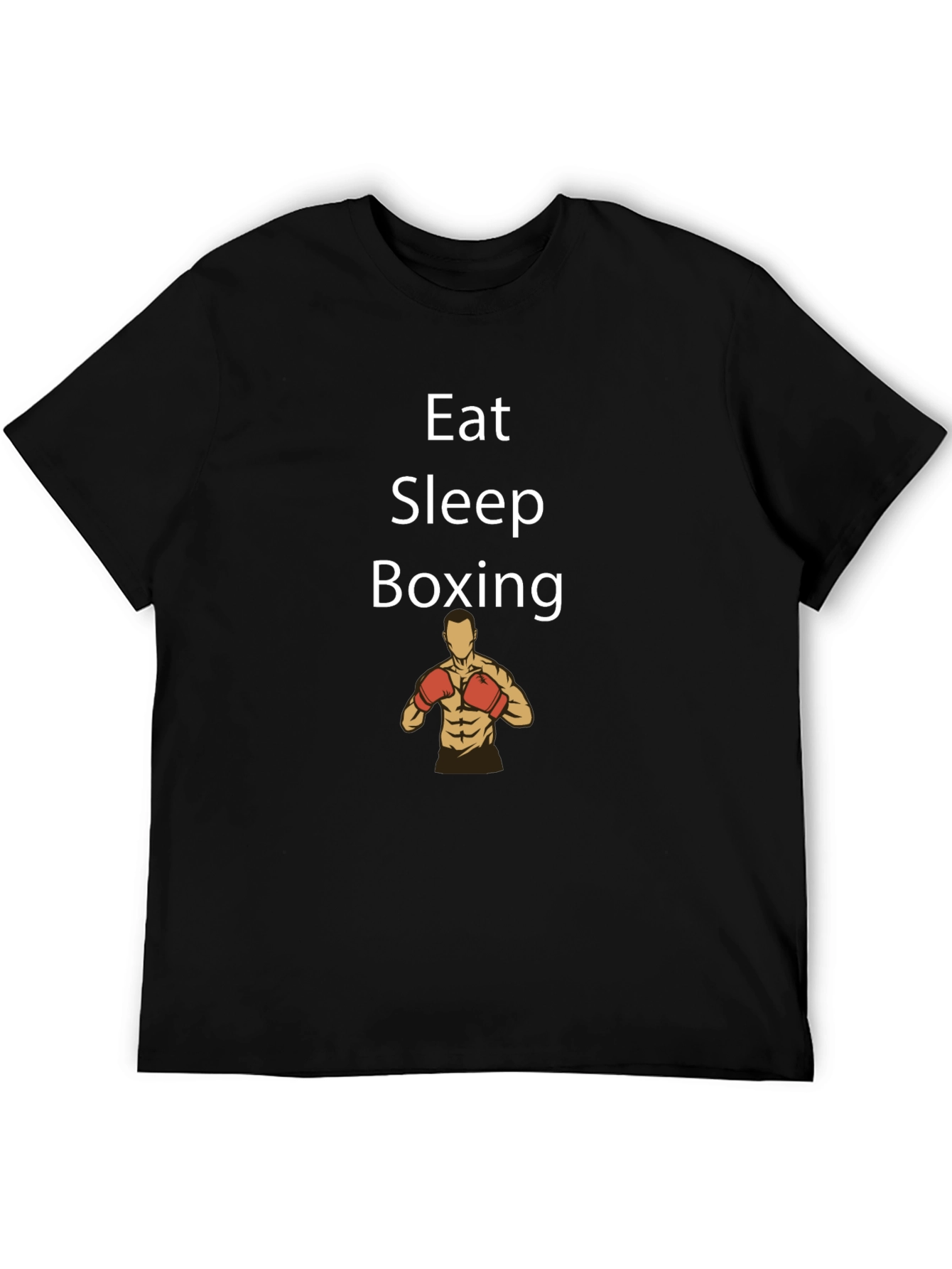 Black Eat Sleep Boxing Graphic Tee - Black Cotton T-Shirt view 5