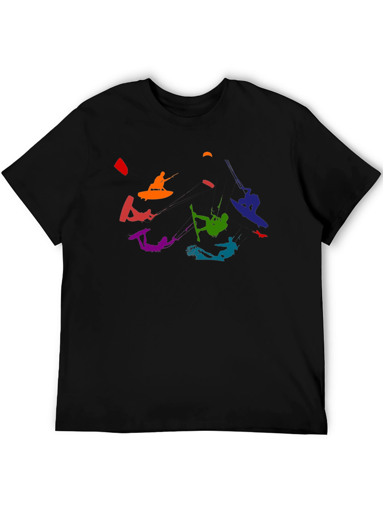 Black Rainbow Kitesurfing Black T-Shirt view 5