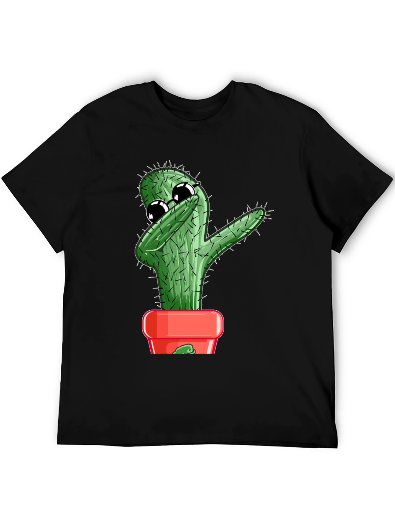 Black Dabbing Cactus Graphic T-Shirt view 5
