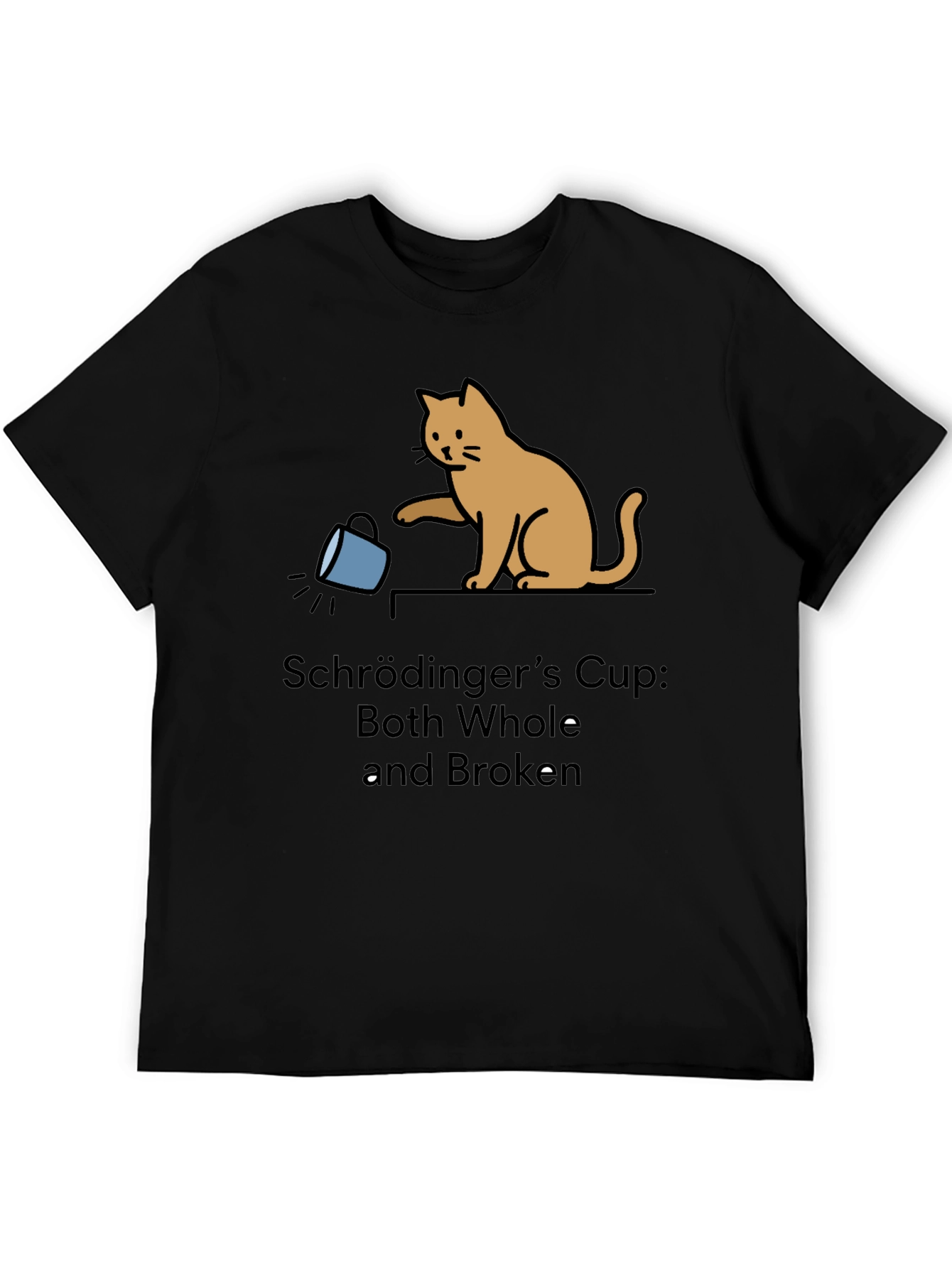 Black Schrödinger's Cup Funny Graphic Tee - Cat Lover view 5