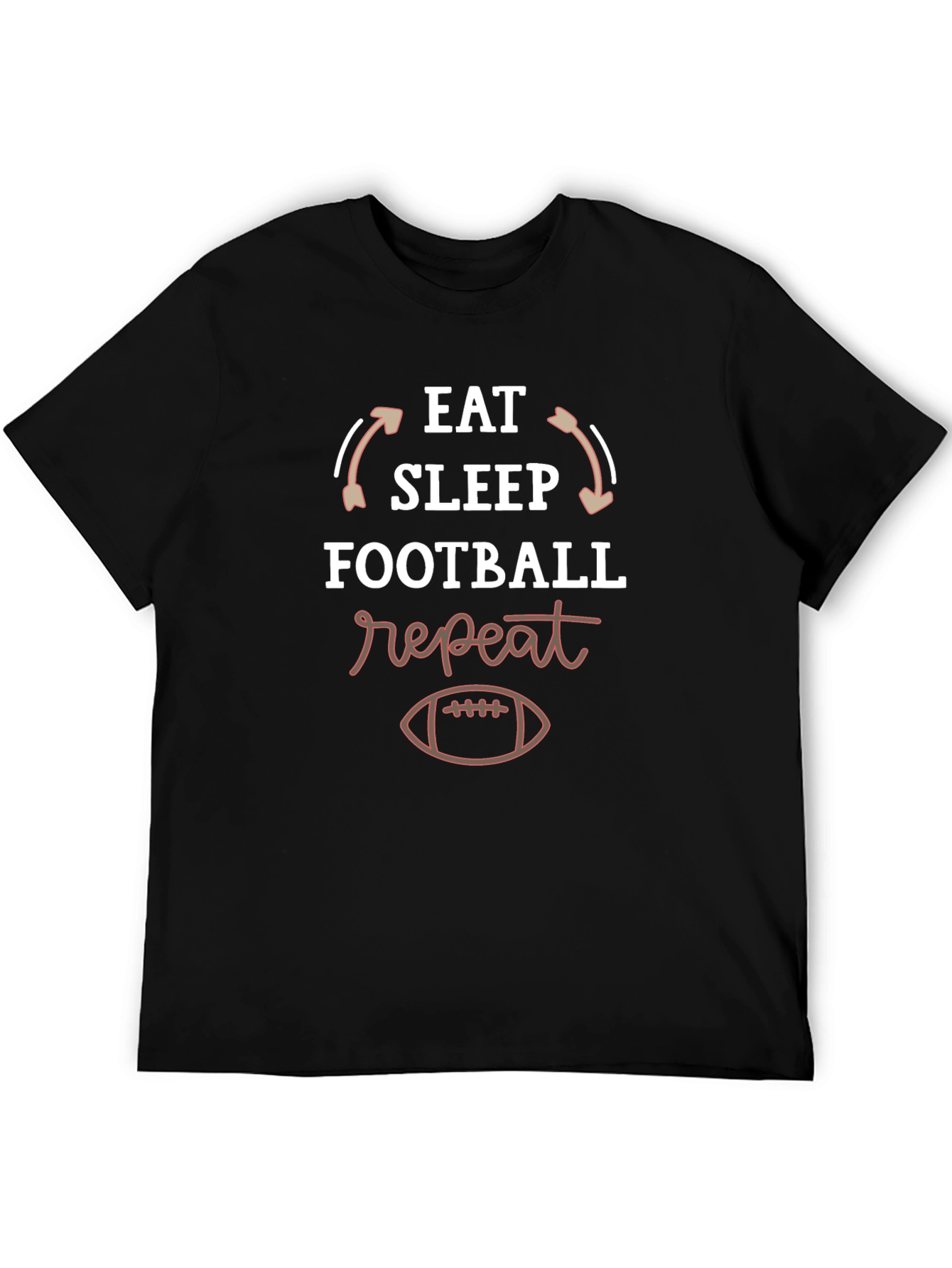 Black Eat Sleep Football Repeat T-Shirt view 5