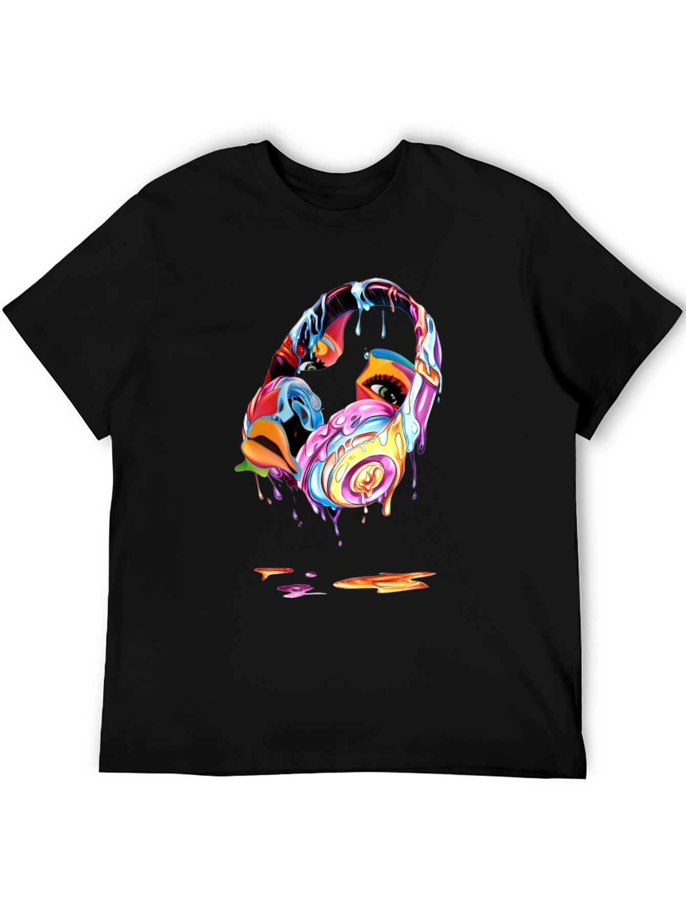 Black Abstract Headphones Graphic T-Shirt view 5