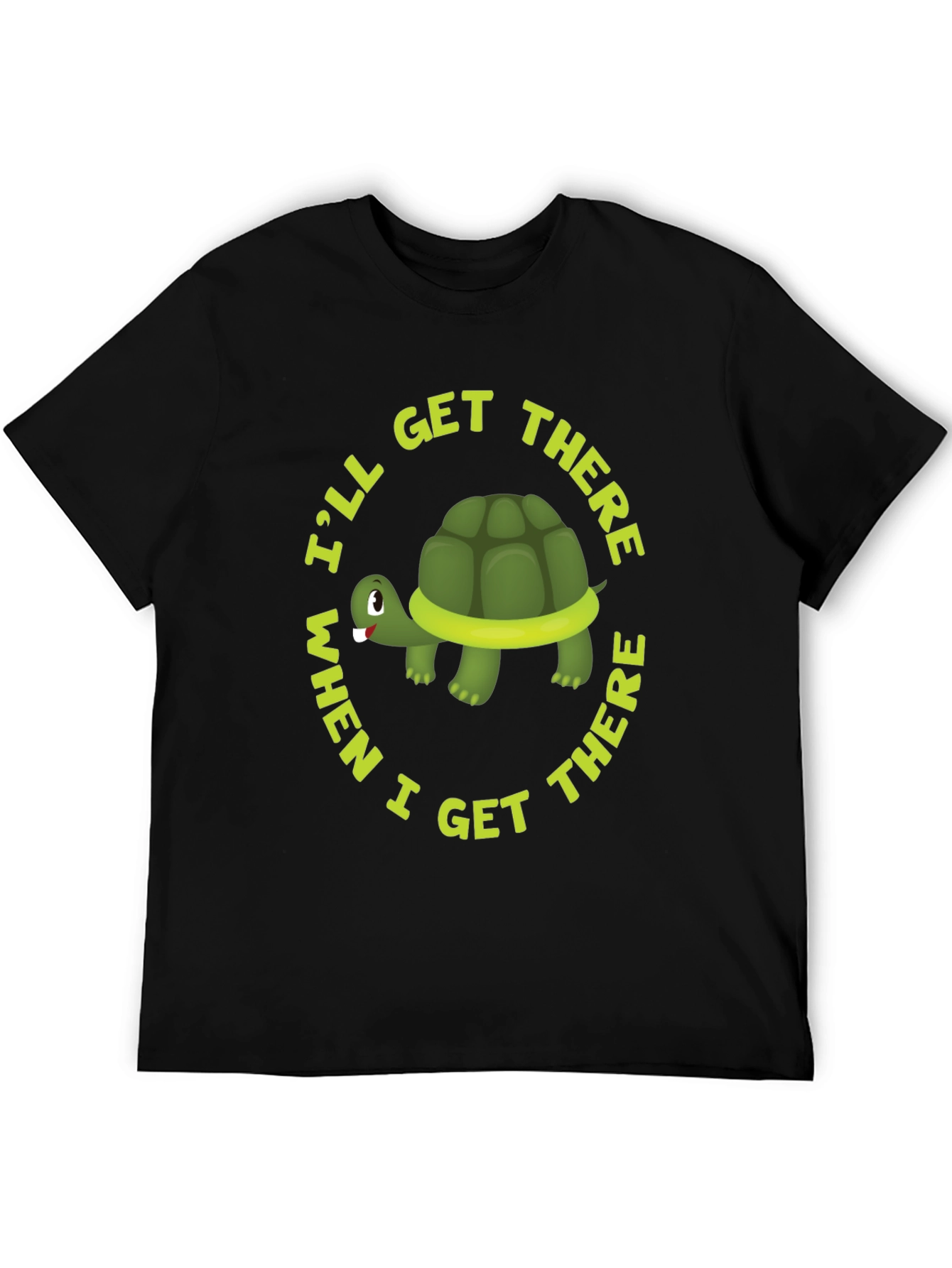 Black Funny Turtle Graphic T-Shirt - I'll Get There When I Get There view 5