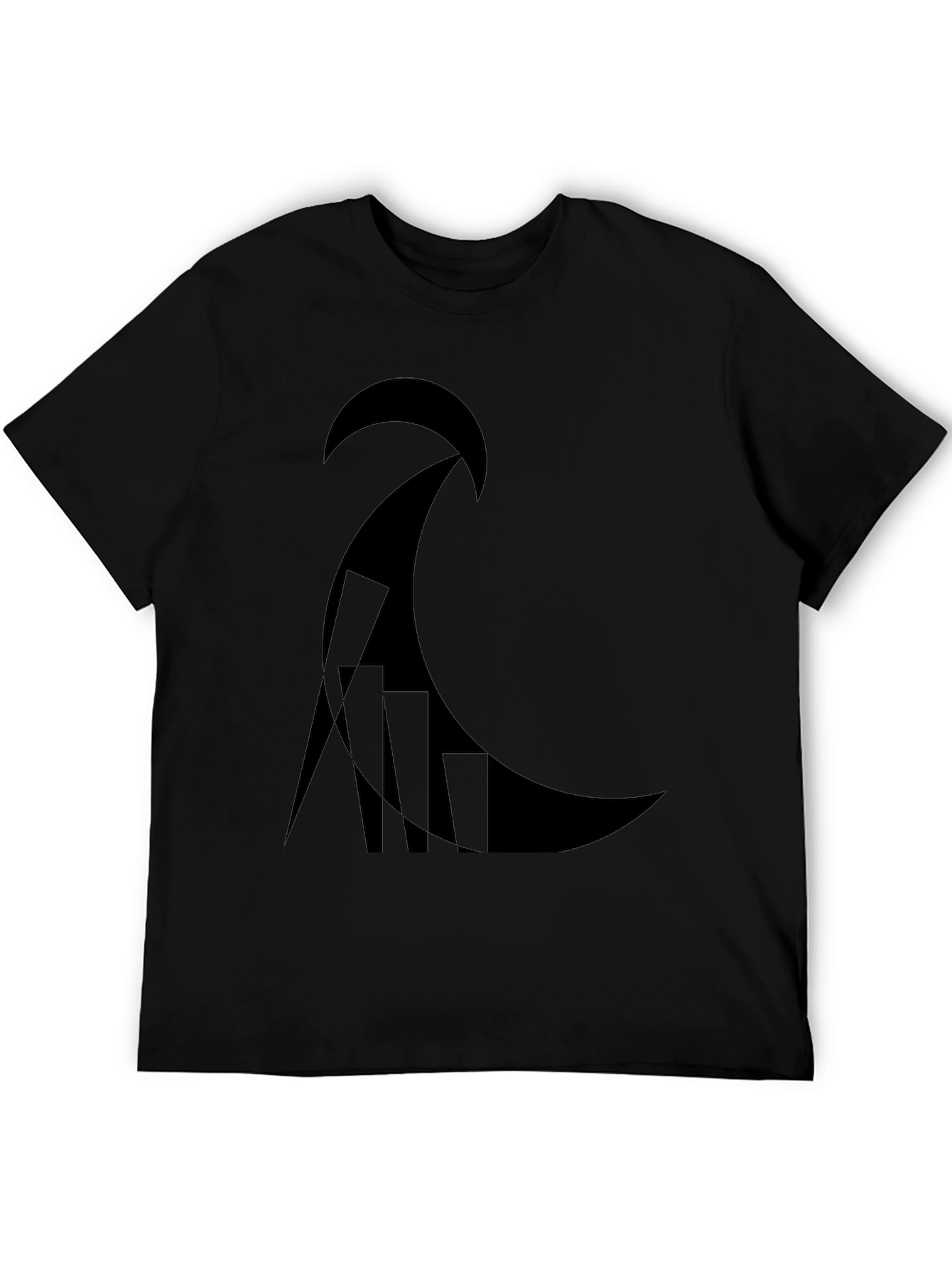 Black Abstract Graphic Black T-Shirt view 5