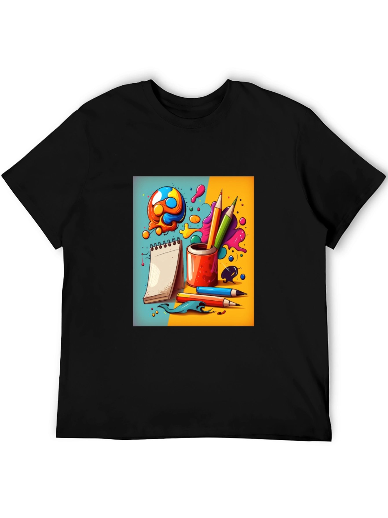 Black Creative Doodles Graphic T-Shirt - Artist's Dream view 5