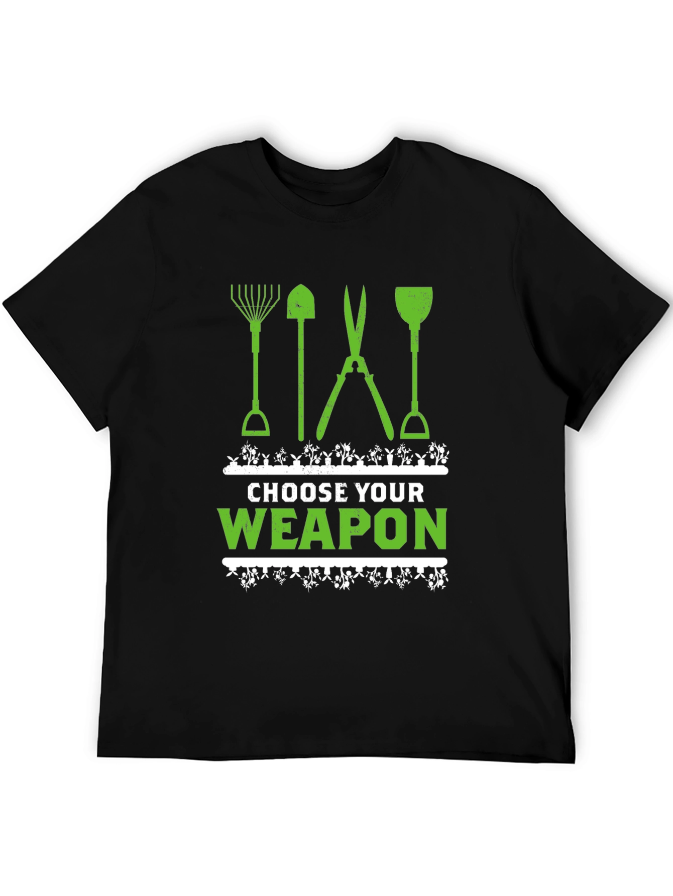 Black Choose Your Weapon Gardening T-Shirt view 5