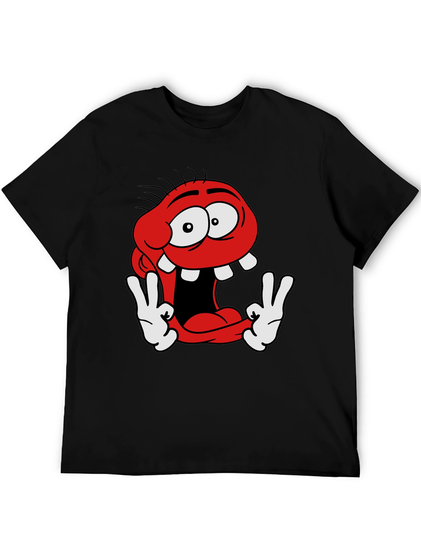 Black Funny Cartoon Character Graphic Tee view 5