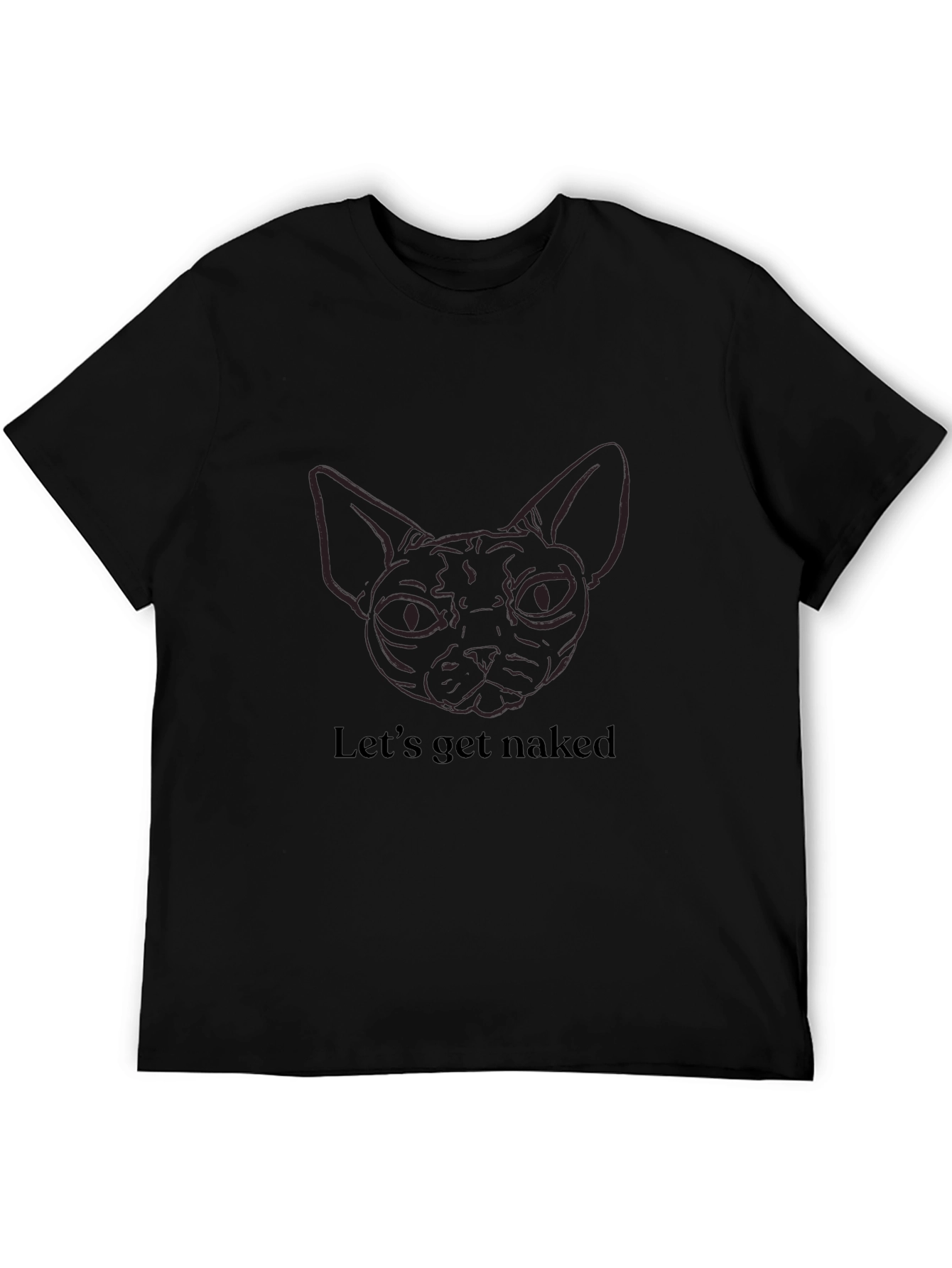 Black Let's Get Naked Cat Graphic Tee view 5