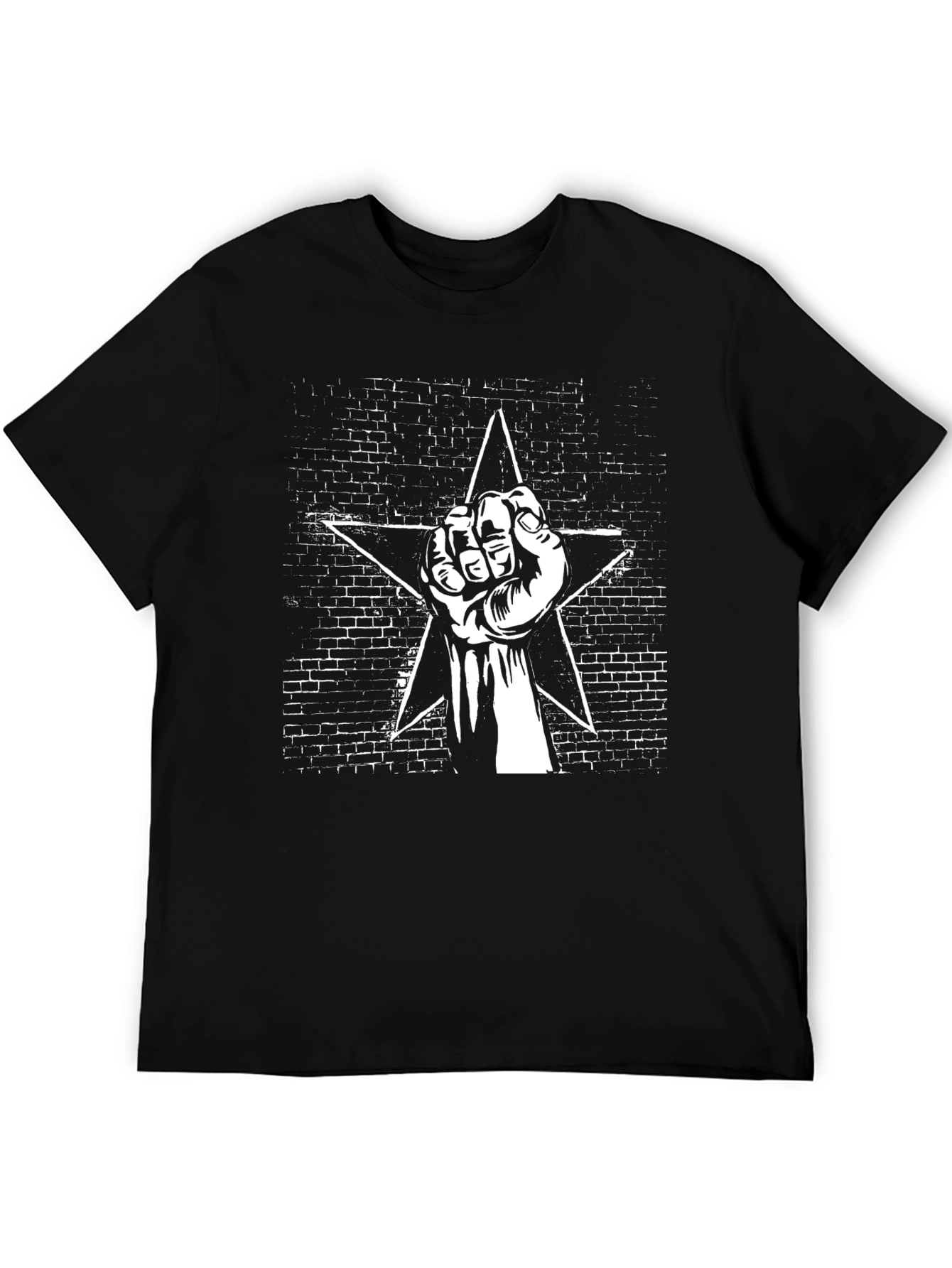 Black Black Graphic Tee - Fist & Star Design view 5