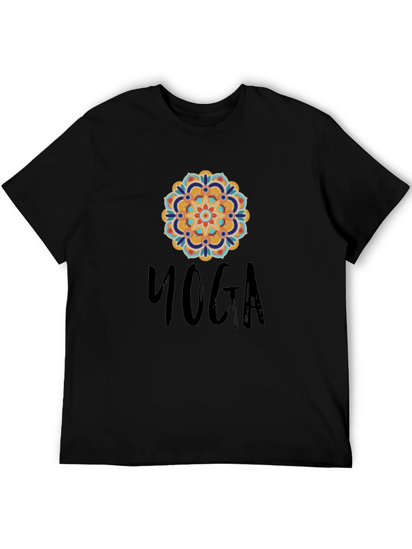 Black Yoga Mandala Graphic Black T-Shirt view 5