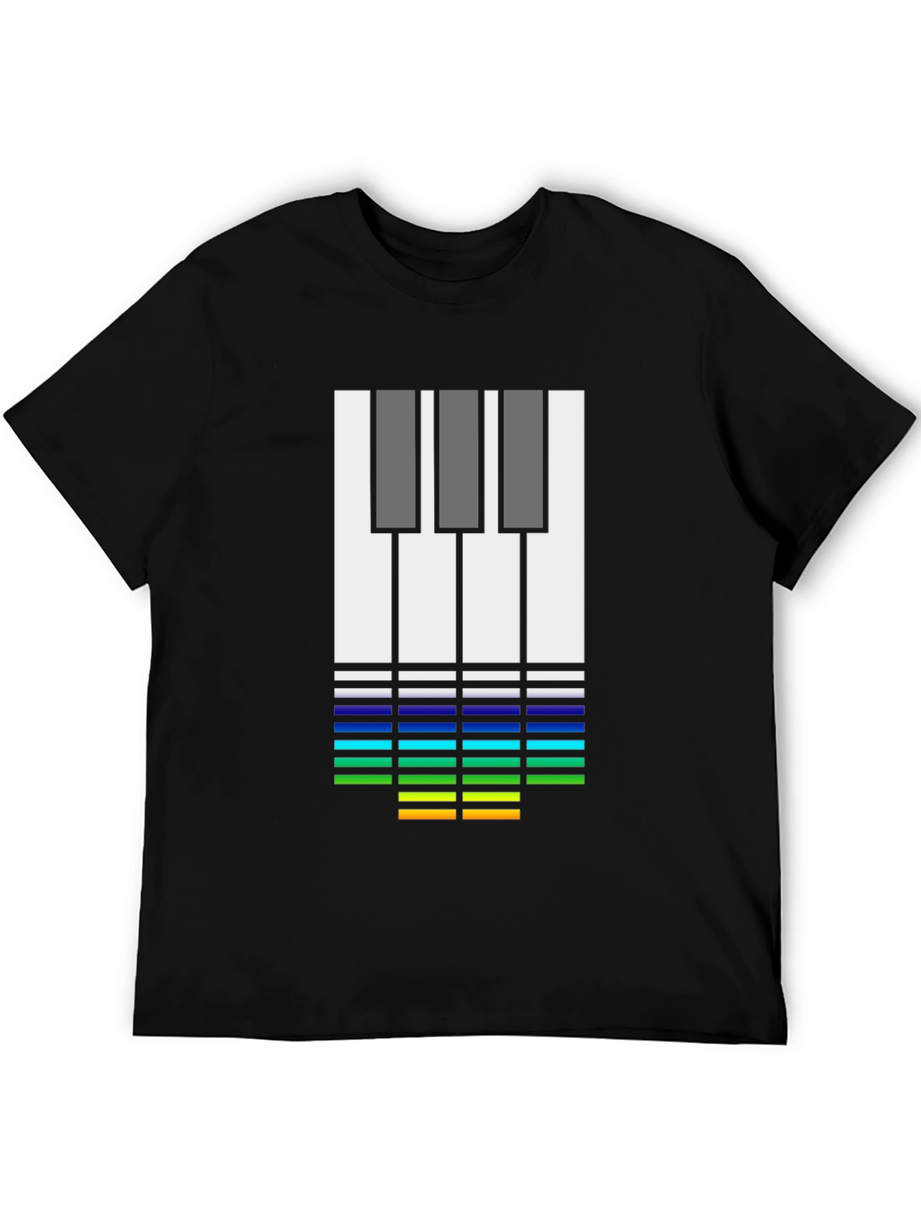 Music Lover's Tee: Piano Keys & Equalizer Black T-Shirt - 5