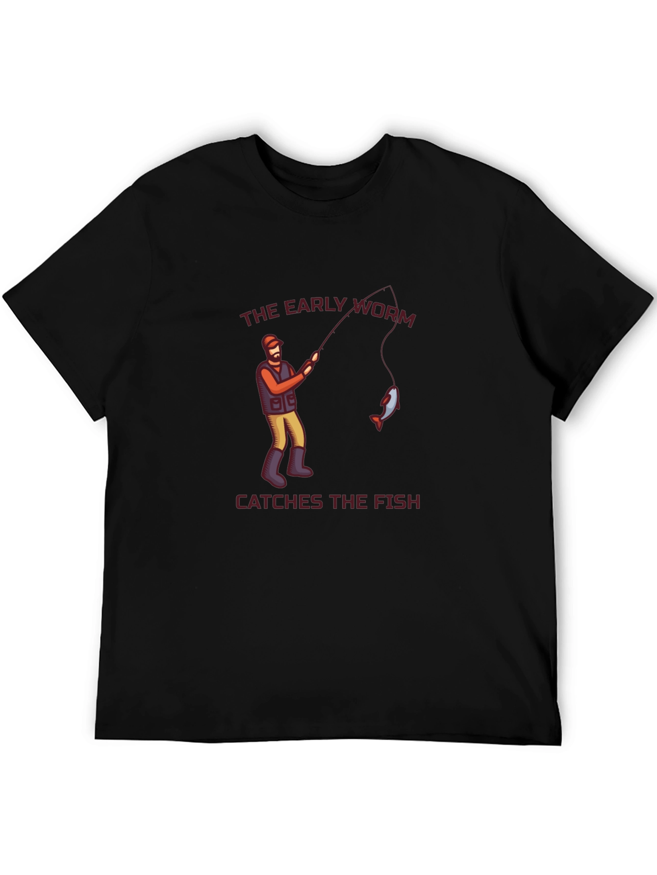 Black The Early Worm Catches the Fish Graphic Tee view 5