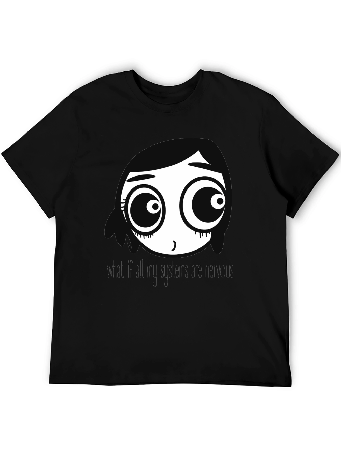 Black Cartoon Face Black T-Shirt view 5