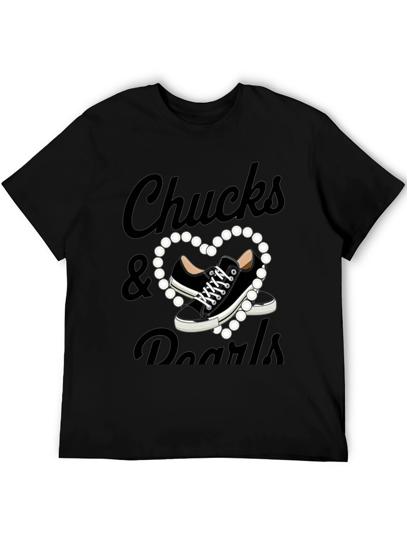 Black Chuck's & Pearls Graphic T-Shirt view 5