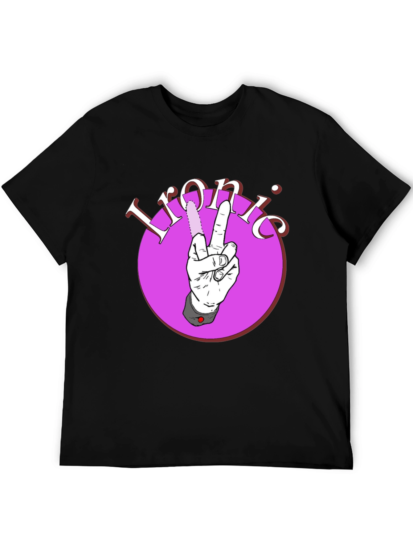 Black Ironic Peace Sign Graphic Tee view 5