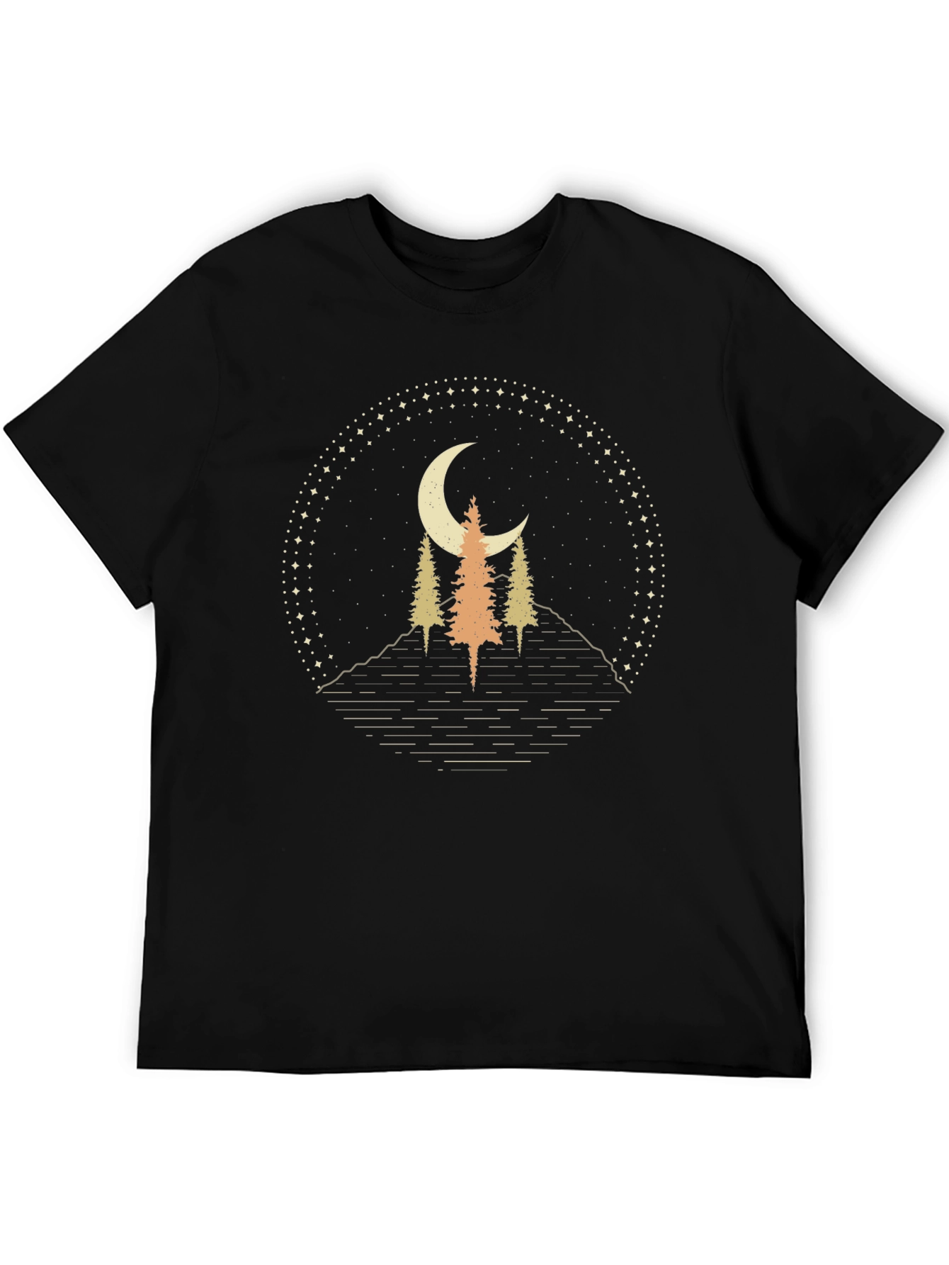 Black Night Sky Trees Graphic Tee view 5