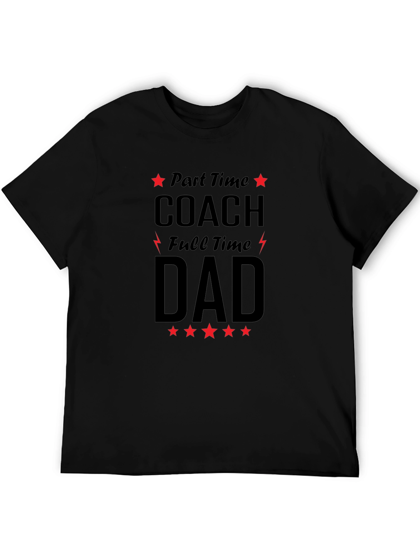 Black Part-Time Coach Full-Time Dad Graphic Tee view 5