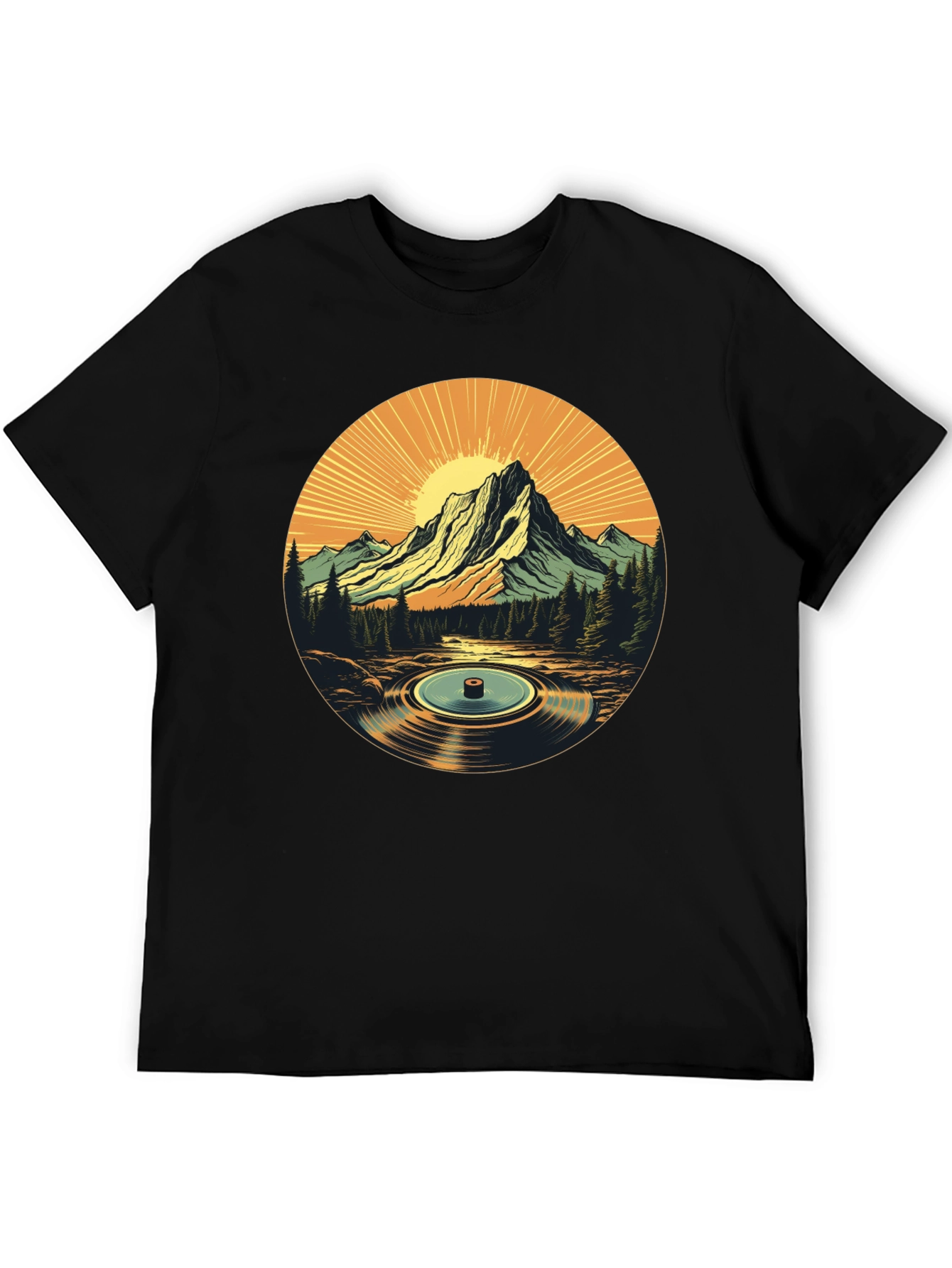 Black Mountain Vinyl Record Graphic T-Shirt view 5