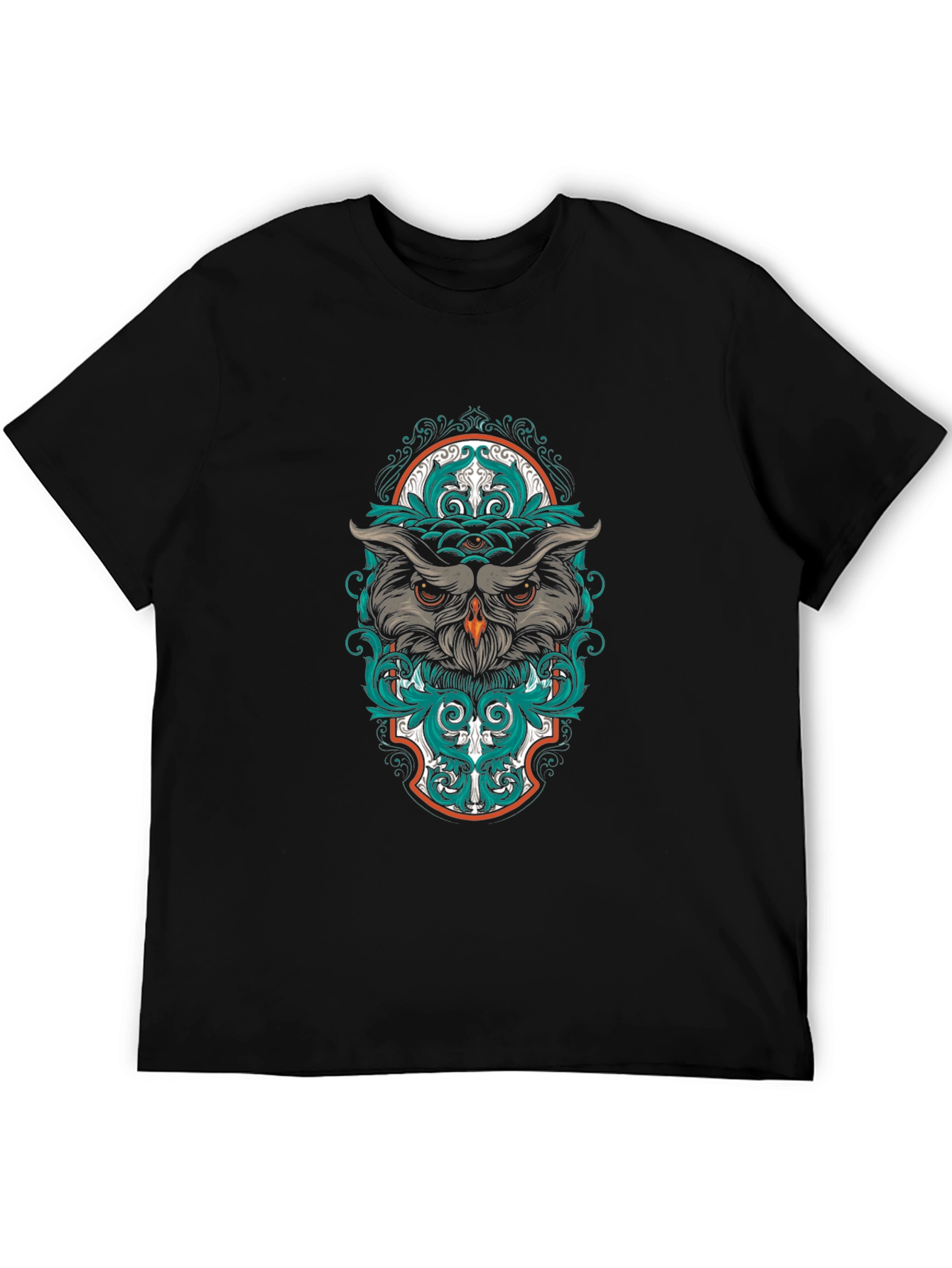Black Owl Graphic Print Black T-Shirt view 5