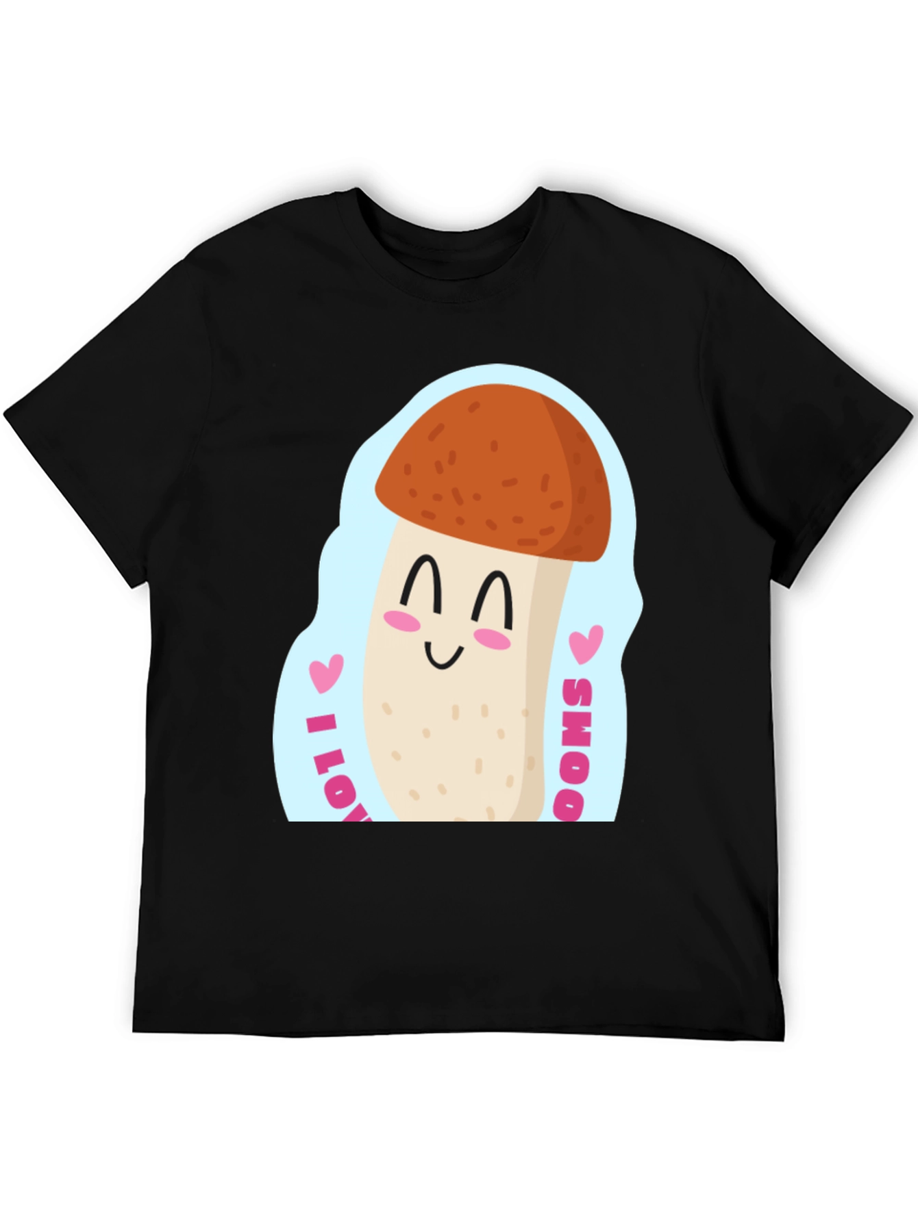 Black I Love Mushrooms T-Shirt - Cute Fungi Tee view 5