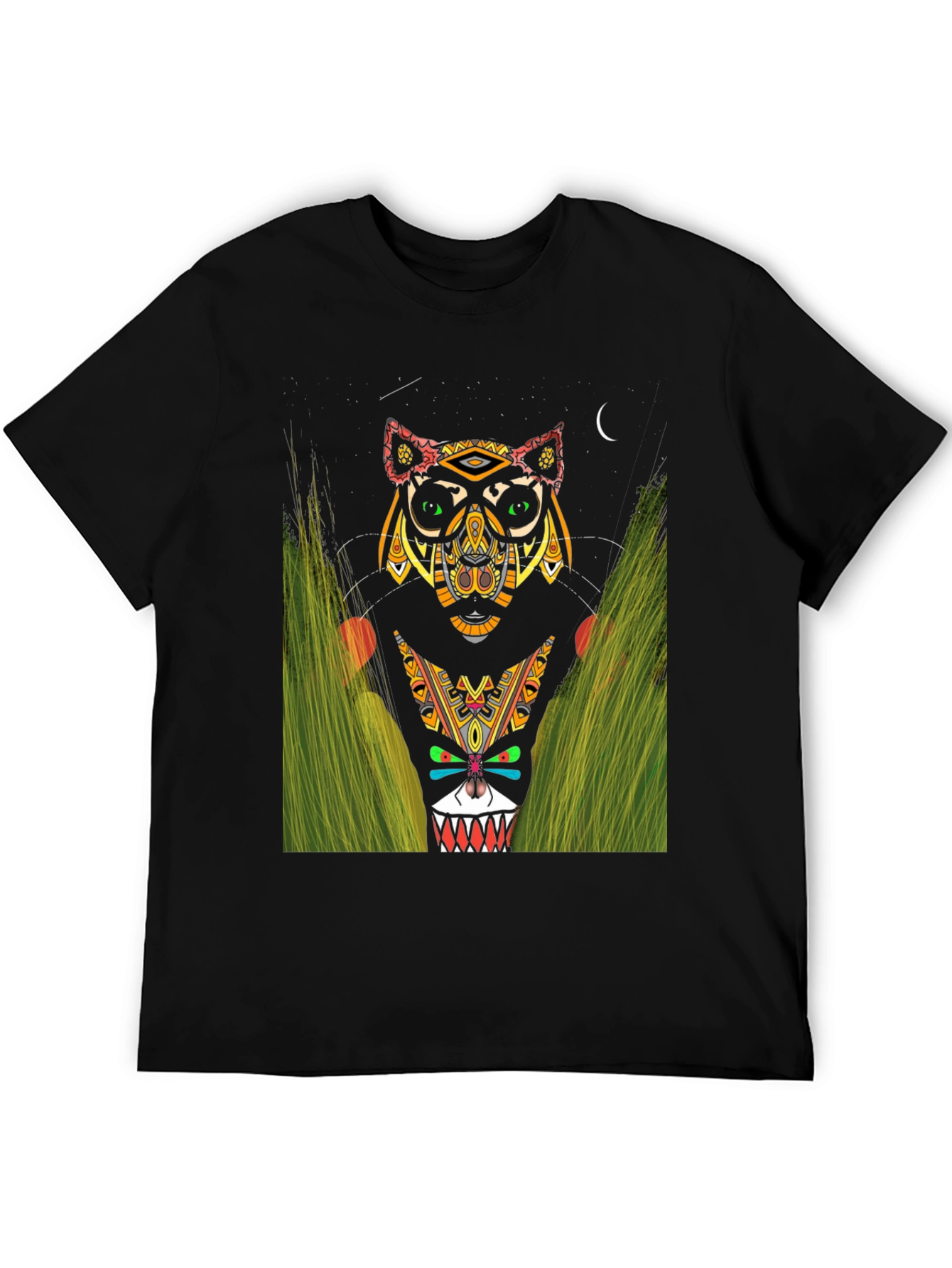 Black Tribal Totem Animal Graphic Tee view 5