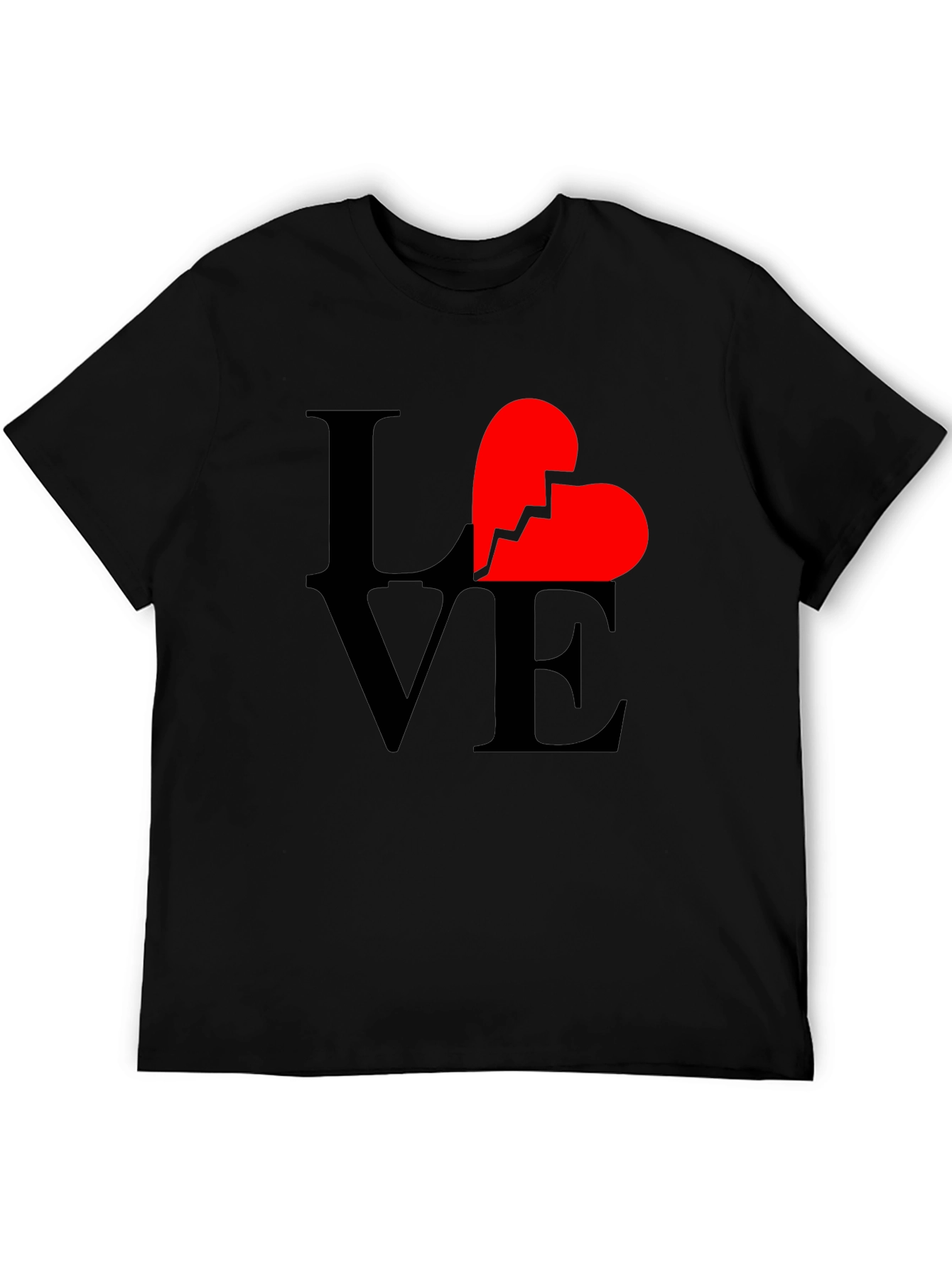 Black Broken Heart Love Graphic T-Shirt - Unisex Black Tee view 5