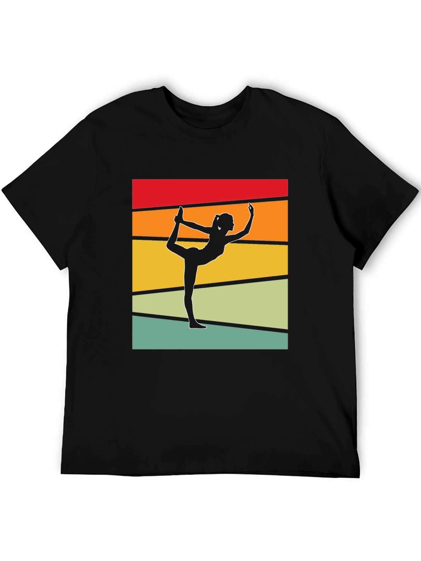 Black Yoga Pose Silhouette T-Shirt Retro Design view 5