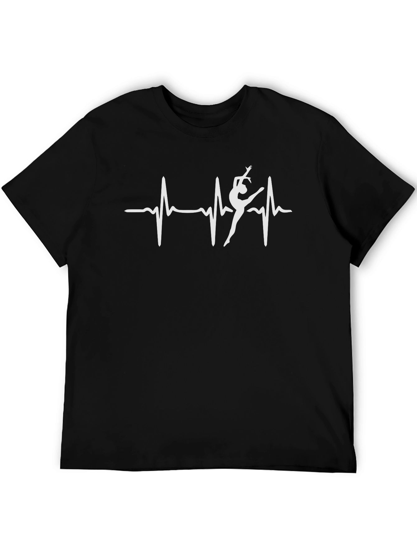 Black Gymnastics Heartbeat T-Shirt - Black Cotton Tee view 5